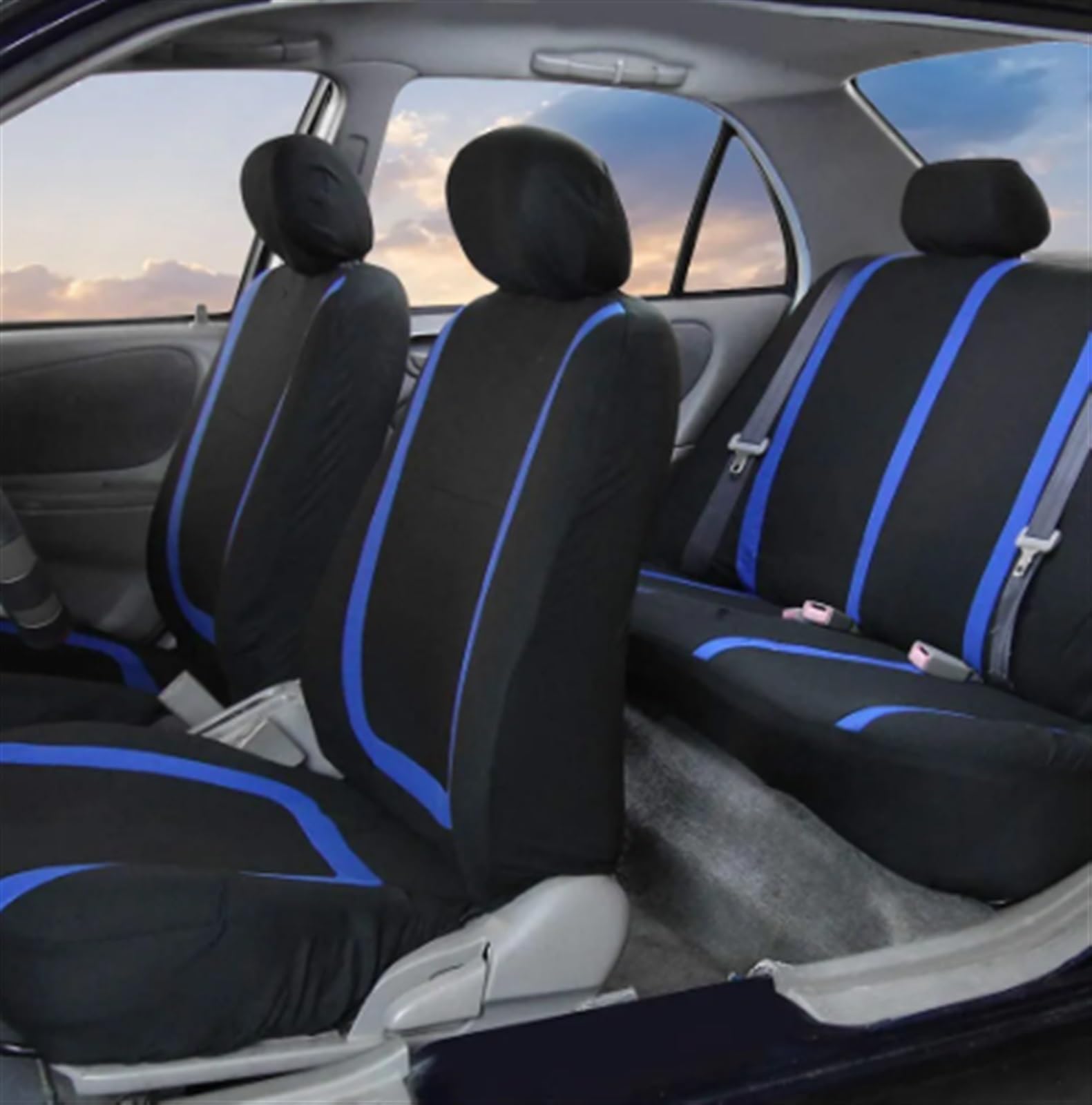 Sitzschoner Autositzbezug, Kompletter Satz, Stoff, Universell, Atmungsaktiv, Fahrersitzbezug, Waschbar, Für Auto, LKW, Van, SUV, Autozubehör(color1) von SZYNBQ