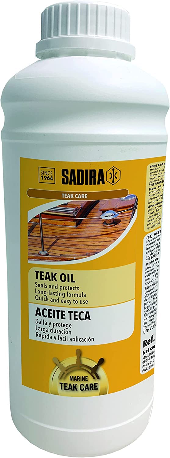 SADIRA Teaköl, 1 l, trockenes Holzöl, speziell für Boote, schützt und pflegt gegen Feuchtigkeit von Sadira