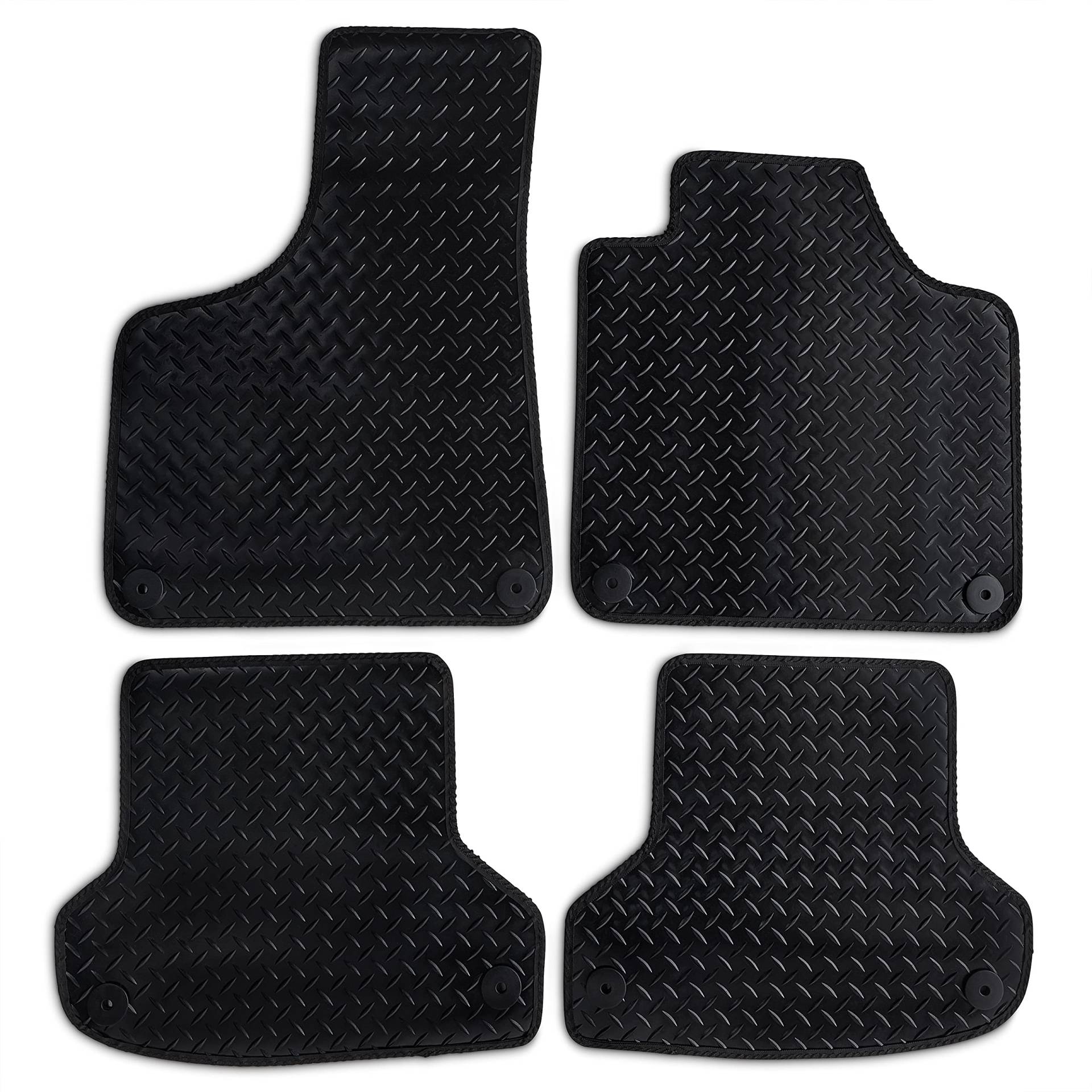 Safe Travel Passgenaue 3 mm robuste Gummi-Fußmatten mit schwarzem Rand, Sicherheitsclips, 4 Stück für Audi A3 (2003–2012) von Safe Travel