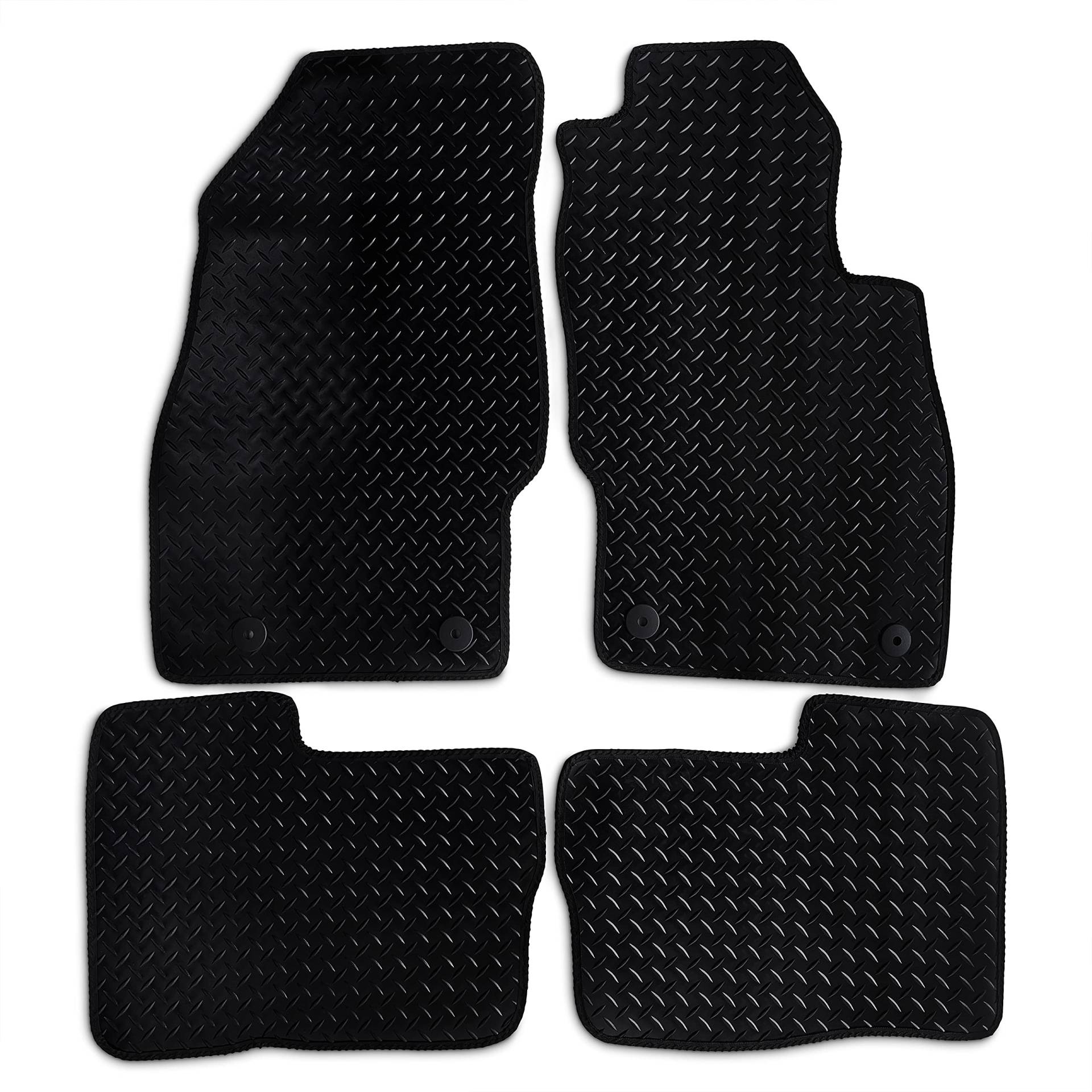 Safe Travel Maßgeschneiderte 3 mm robuste Gummi-Fußmatten mit schwarzem Rand, Sicherheits-Clips, 4er-Set für Opel Corsa D (2007-04/2014) von Safe Travel
