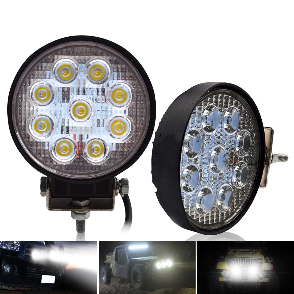 Kashine 27W Arbeitsscheinwerfer LED Zusatzscheinwerfer Auto Offroad Flutlicht für KFZ Traktor Scheinwerfer Arbeitsleuchte IP67 Wasserdicht (2 Stück) von Safego