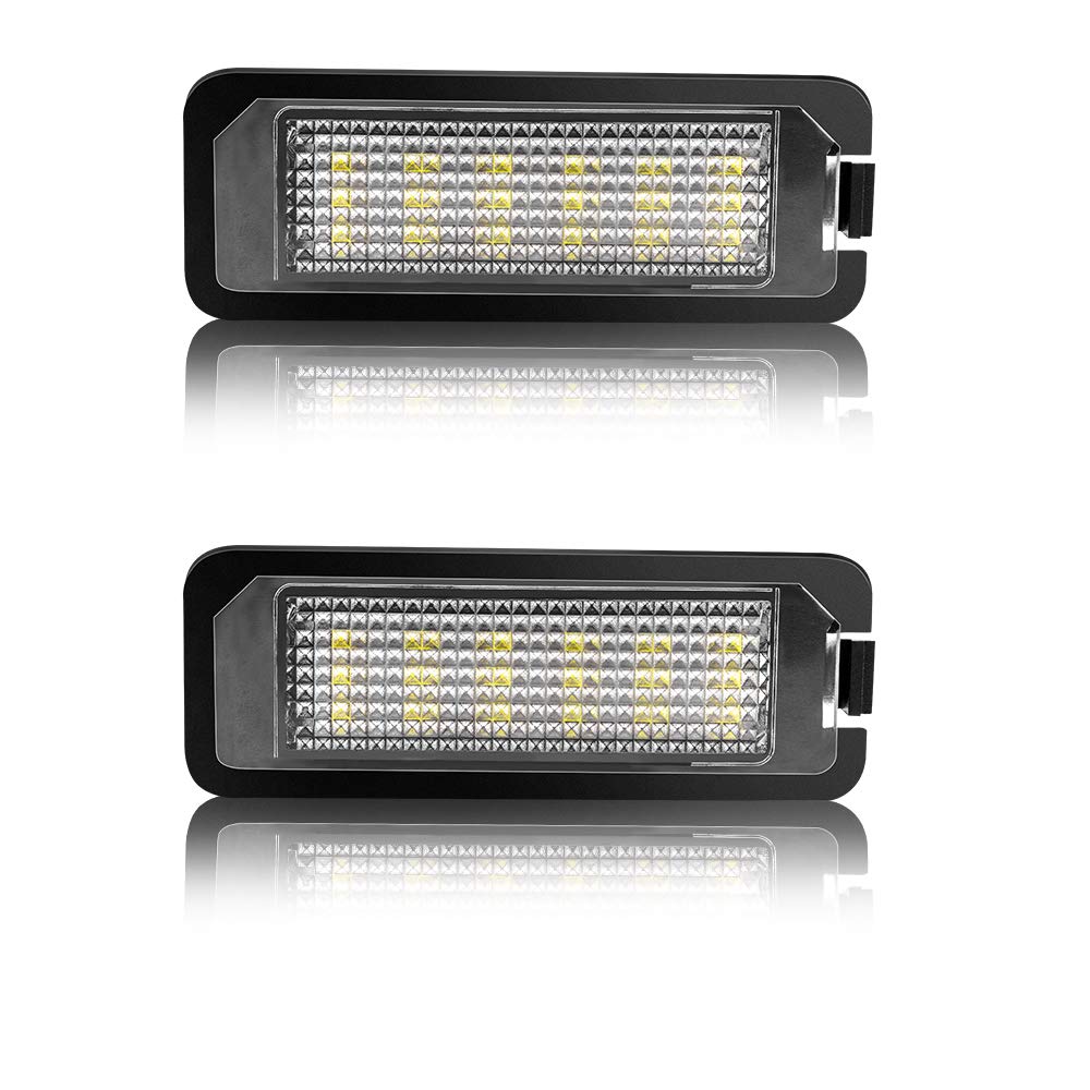 Safego LED Kennzeichenbeleuchtung Glühbirnen Nummernschildbeleuchtung Lampe 2835 SMD Canbus 6000K Xenon Weiß 12V für G0-l/f/E0-s/P0-l0/De-rby/Pas-sa/T/Am-ar-ok, 2 Stücke, 1 Jahr Garantie von Safego