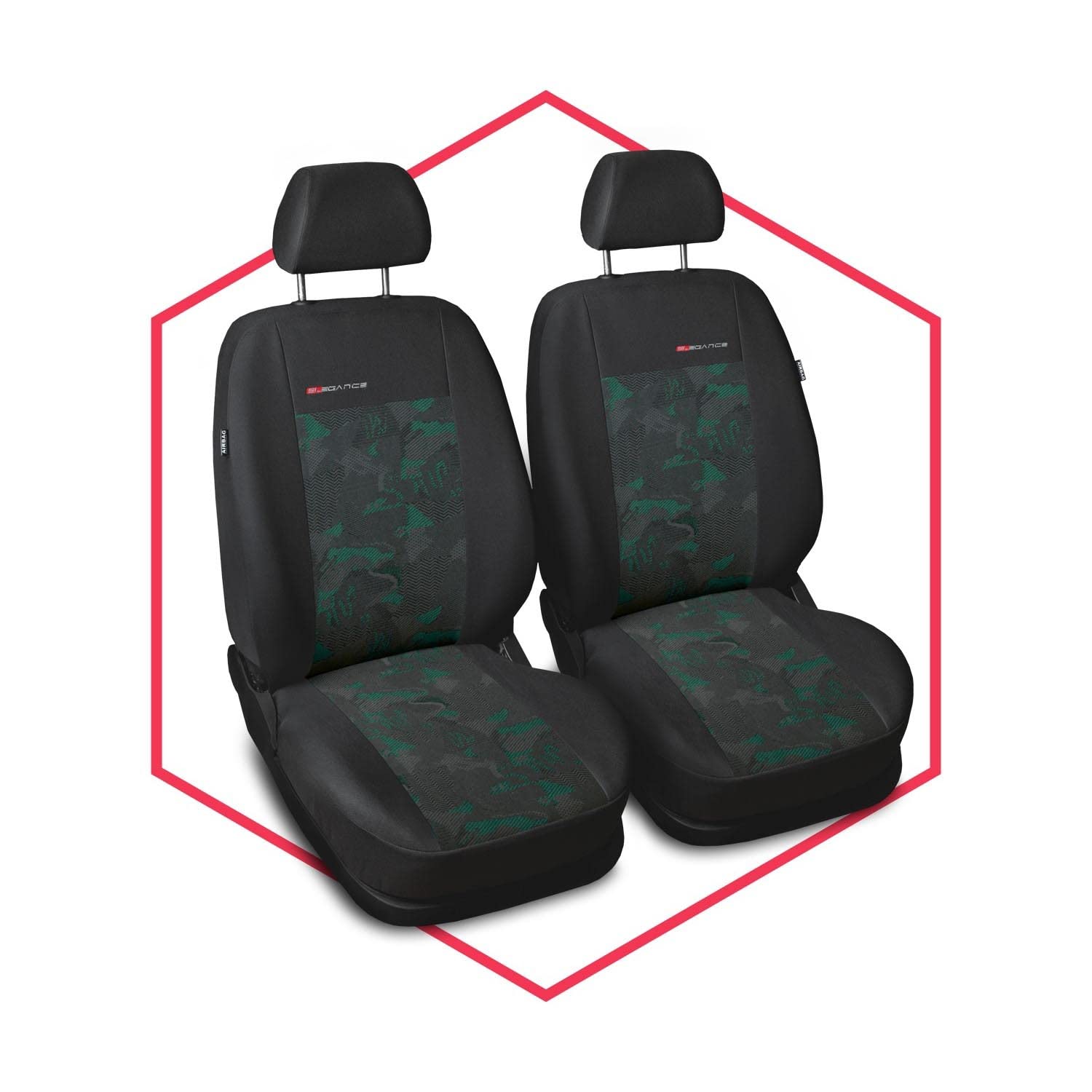 Saferide 2er Set Autositzbezüge PKW universal | Auto Sitzbezüge Polyester Grün für Airbag geeignet | für Vordersitze | 1+1 Autositze vorne von Saferide