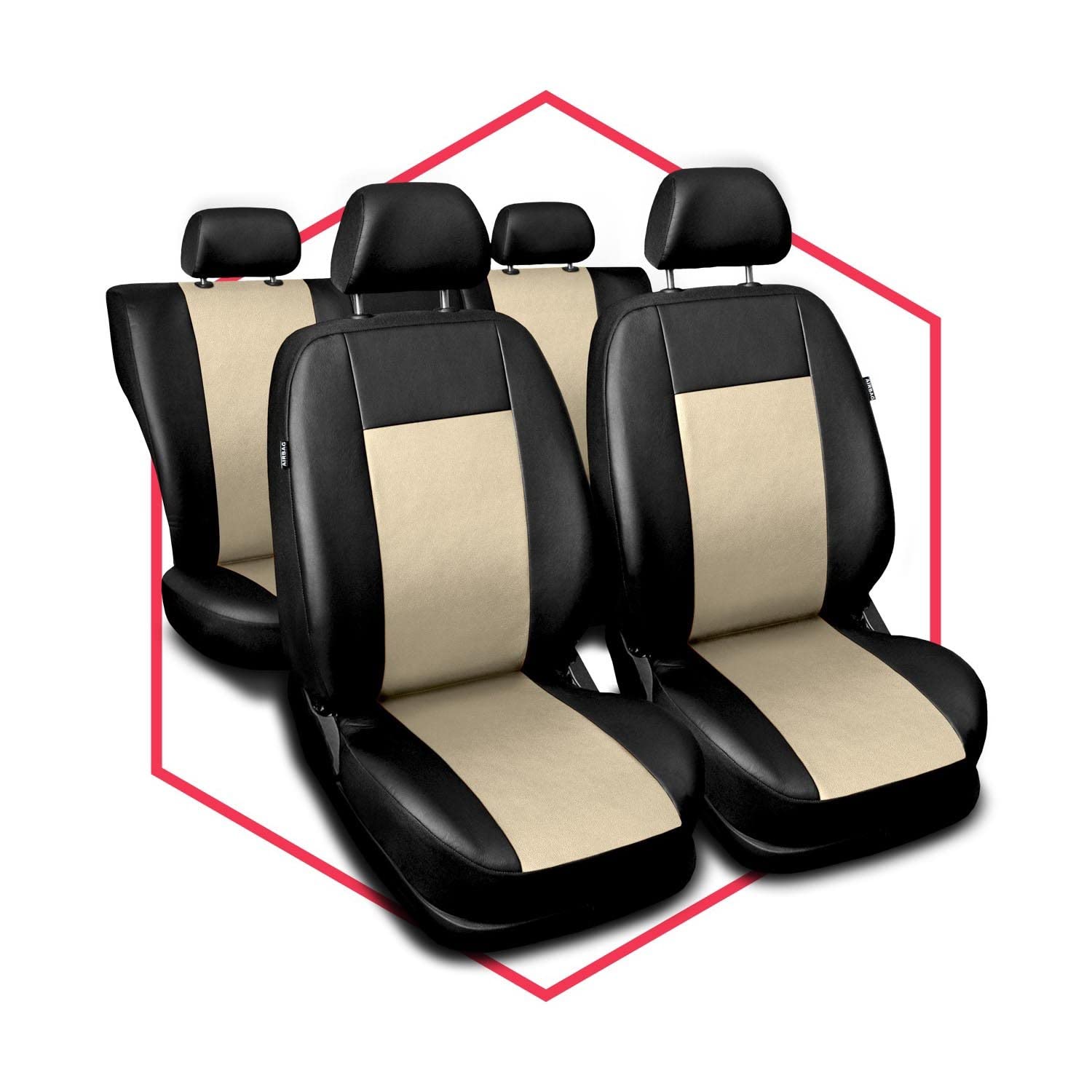 Saferide 3er Set Autositzbezüge PKW universal | Auto Sitzbezüge Kunstleder Beige für Airbag geeignet | für Vordersitze und Rückbank | 1+1 Autositze vorne und 1 Sitzbank hinten teilbar Reißverschlüsse von Saferide