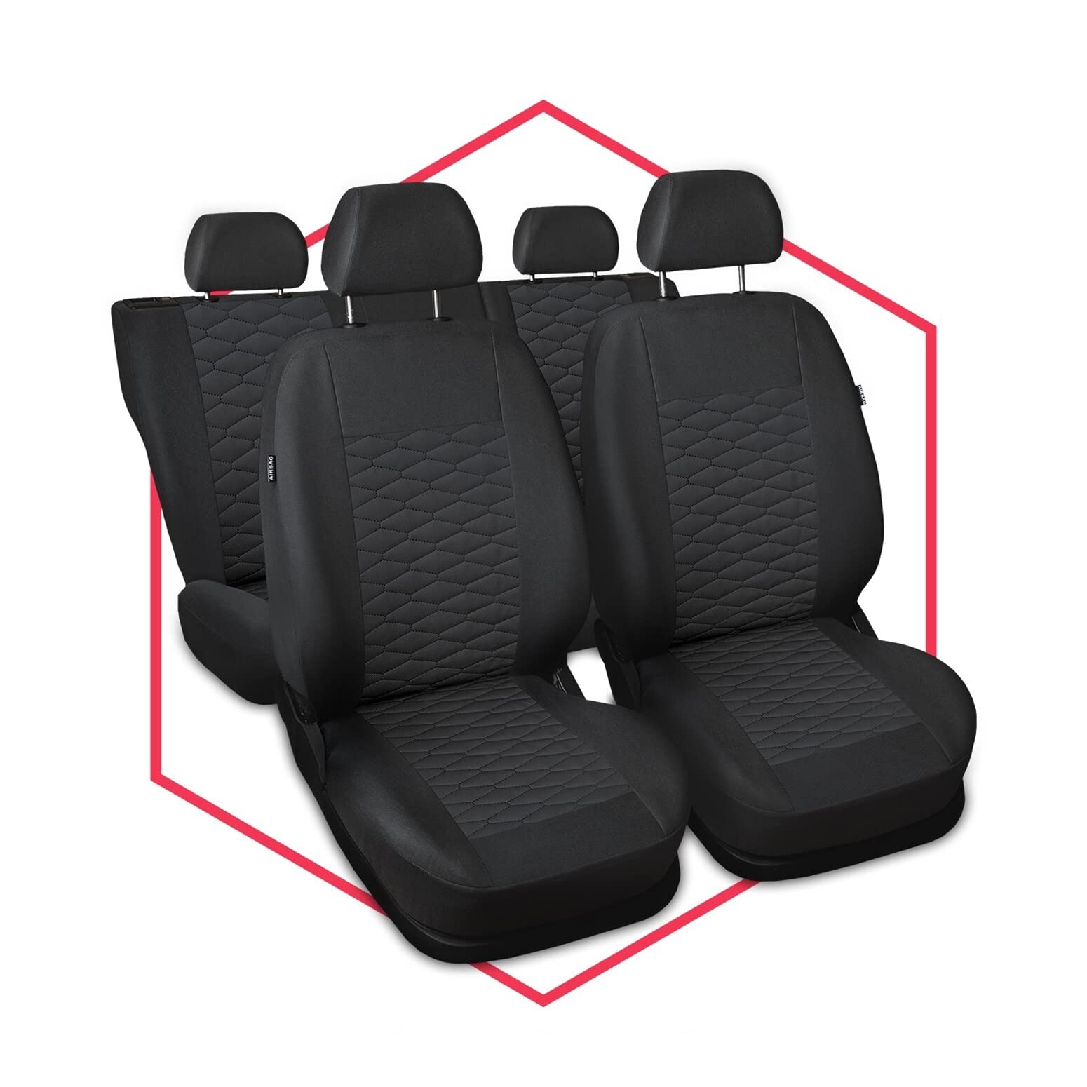 3er Set Saferide Autositzbezüge PKW universal | Auto Sitzbezüge Kunstleder Grau für Airbag geeignet | für Vordersitze und Rückbank | 1+1 Autositze vorne und 1 Sitzbank hinten teilbar 2 Reißverschlüsse von Saferide