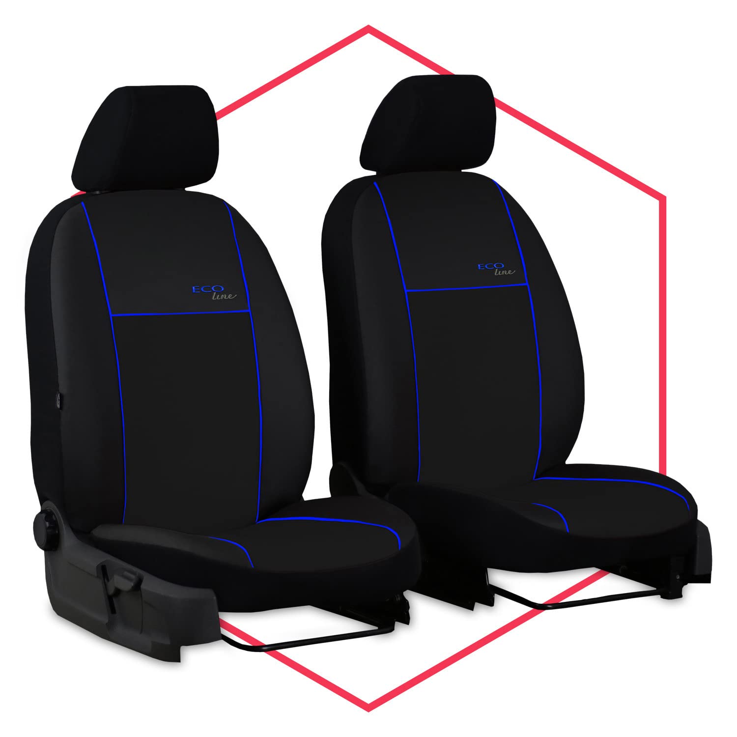 Autositzbezüge Transporter universal | Bus Sitzbezüge Kunstleder für Airbag geeignet | für Vordersitze | 1+1 Autositze vorne Blau von Saferide