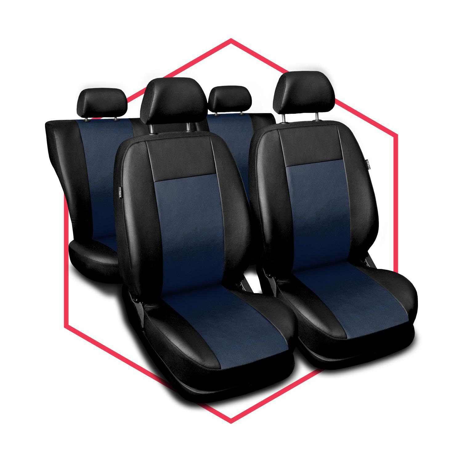 Autositzbezüge universal Auto Sitzbezüge kompatibel mit Ford Fusion Kunstleder Autoschonbezüge Blau Sitzauflage Vorne und Hinten von Saferide