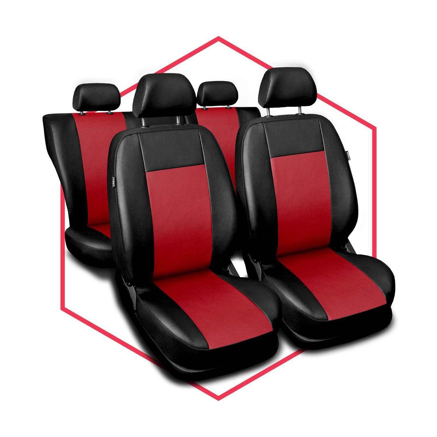 Autositzbezüge universal Auto Sitzbezüge kompatibel mit Mitsubishi Space Star Kunstleder Autoschonbezüge Rot Sitzauflage Vorne und Hinten von Saferide
