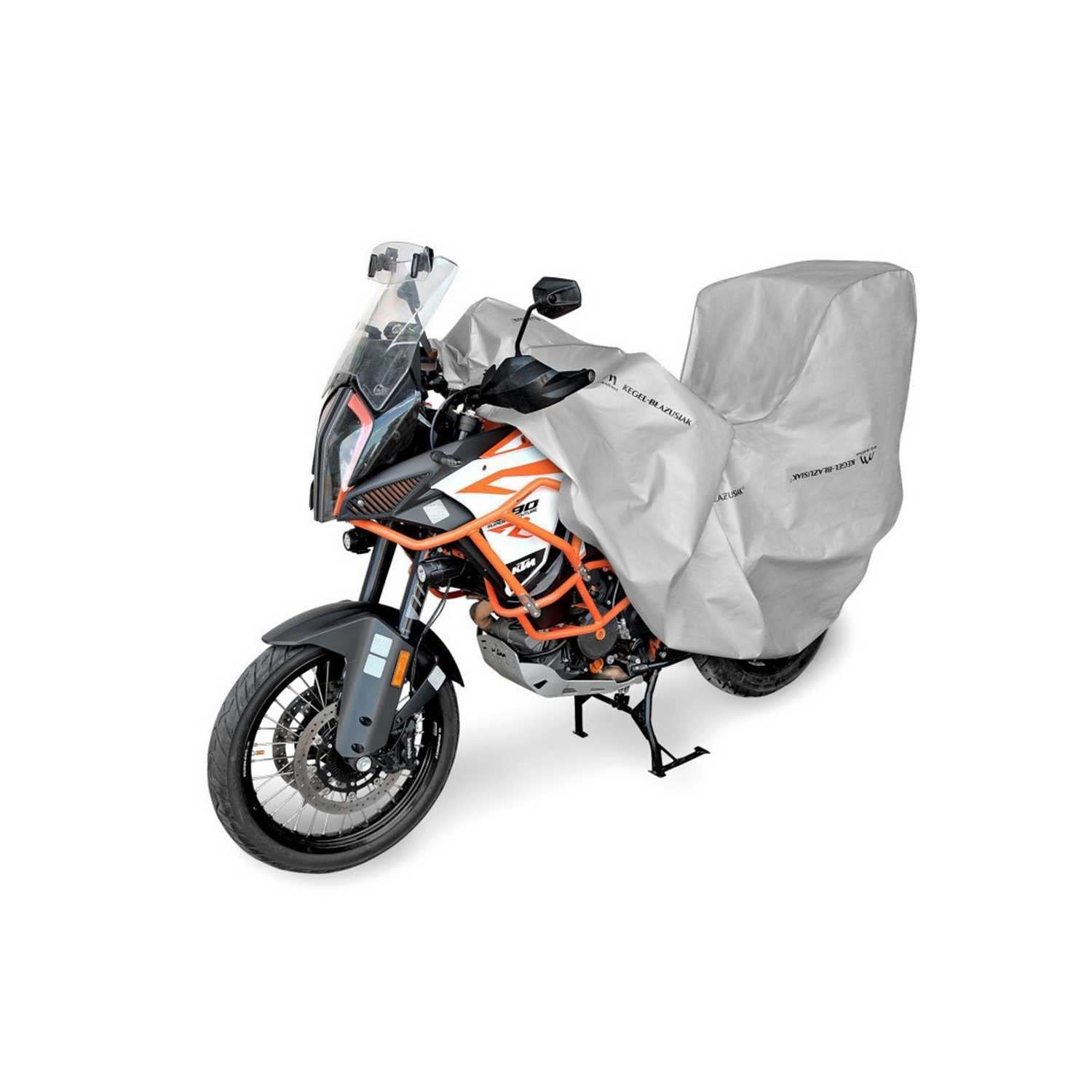 Motorrad Abdeckplane Motorradabdeckung Motorradgarage Adventure mit Box 215-245 cm Grau Wasserfest & Extrastark Outdoor Abdeckplane gegen Regen Schnee Wind UV-Strahlung Laub und Anderen Schmutz von Saferide