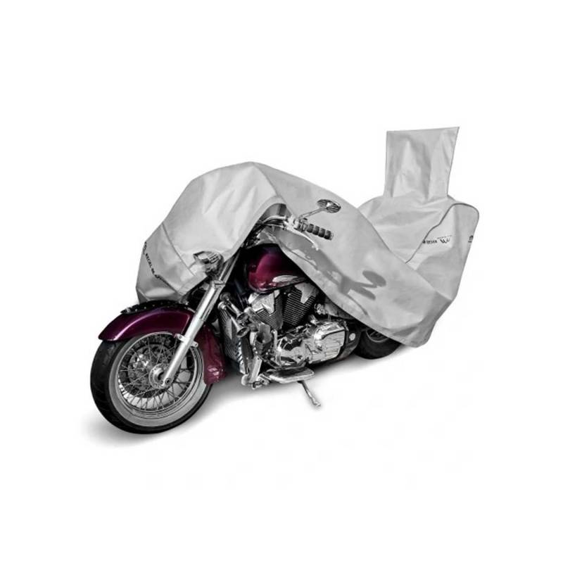 Motorrad Abdeckplane Motorradabdeckung Motorradgarage Chopper mit Box 245-270 cm Grau Wasserfest & Extrastark Outdoor Abdeckplane gegen Regen Schnee Wind UV-Strahlung Laub und Anderen Schmutz von Saferide