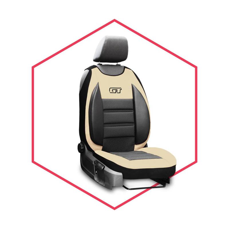 Saferide 1er Set Sitzauflage PKW Universal | Auto Sitzschutz Kunstleder Beige für Airbag geeignet | für Vordersitze | 1 Autositzmatte vorne von Saferide