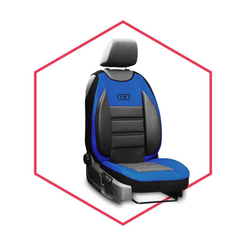 Saferide 1er Set Sitzauflage PKW Universal | Auto Sitzschutz Kunstleder Blau für Airbag geeignet | für Vordersitze | 1 Autositzmatte vorne von Saferide