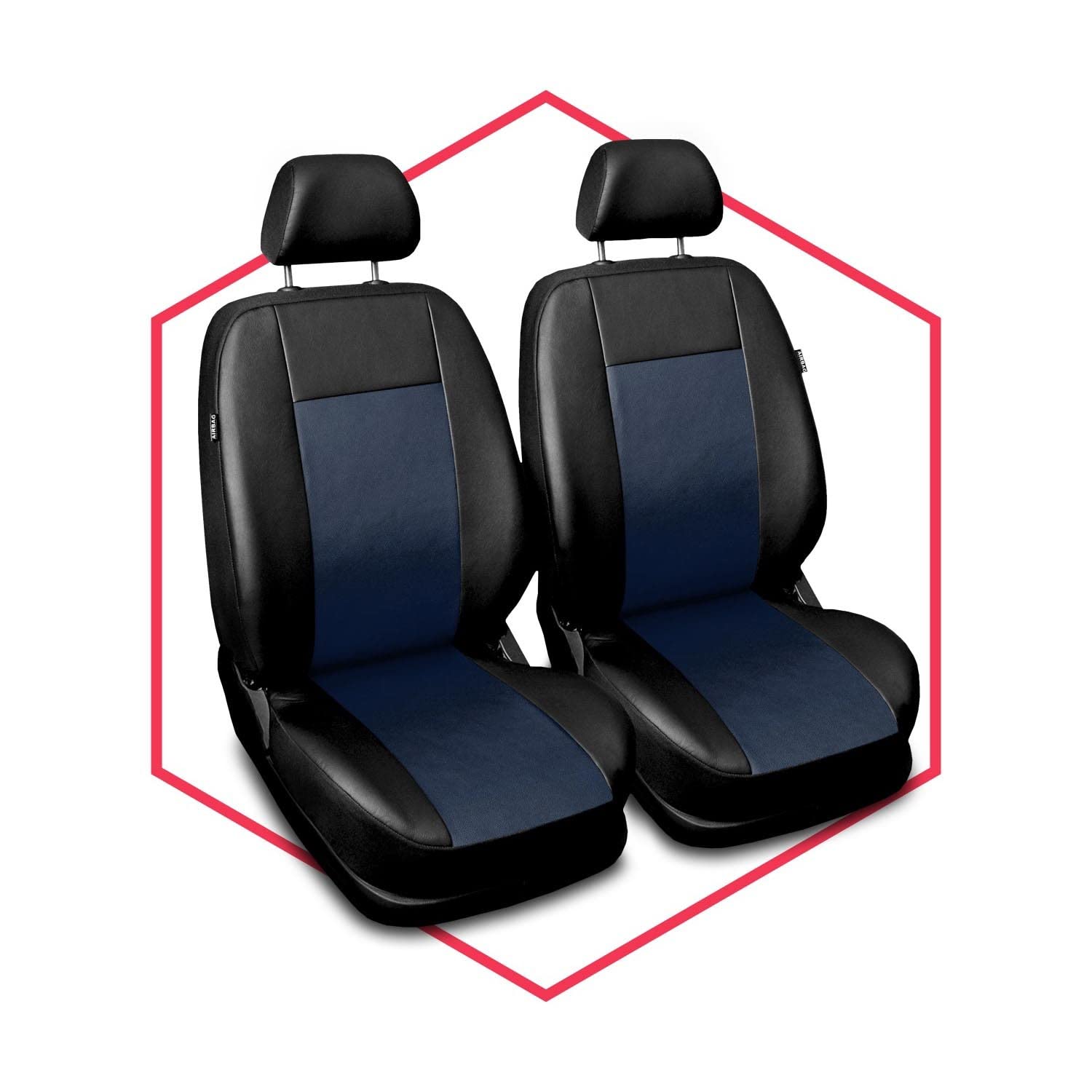 Saferide 2er Set Autositzbezüge PKW universal | Auto Sitzbezüge Kunstleder Blau für Airbag geeignet | für Vordersitze | 1+1 Autositze vorne von Saferide