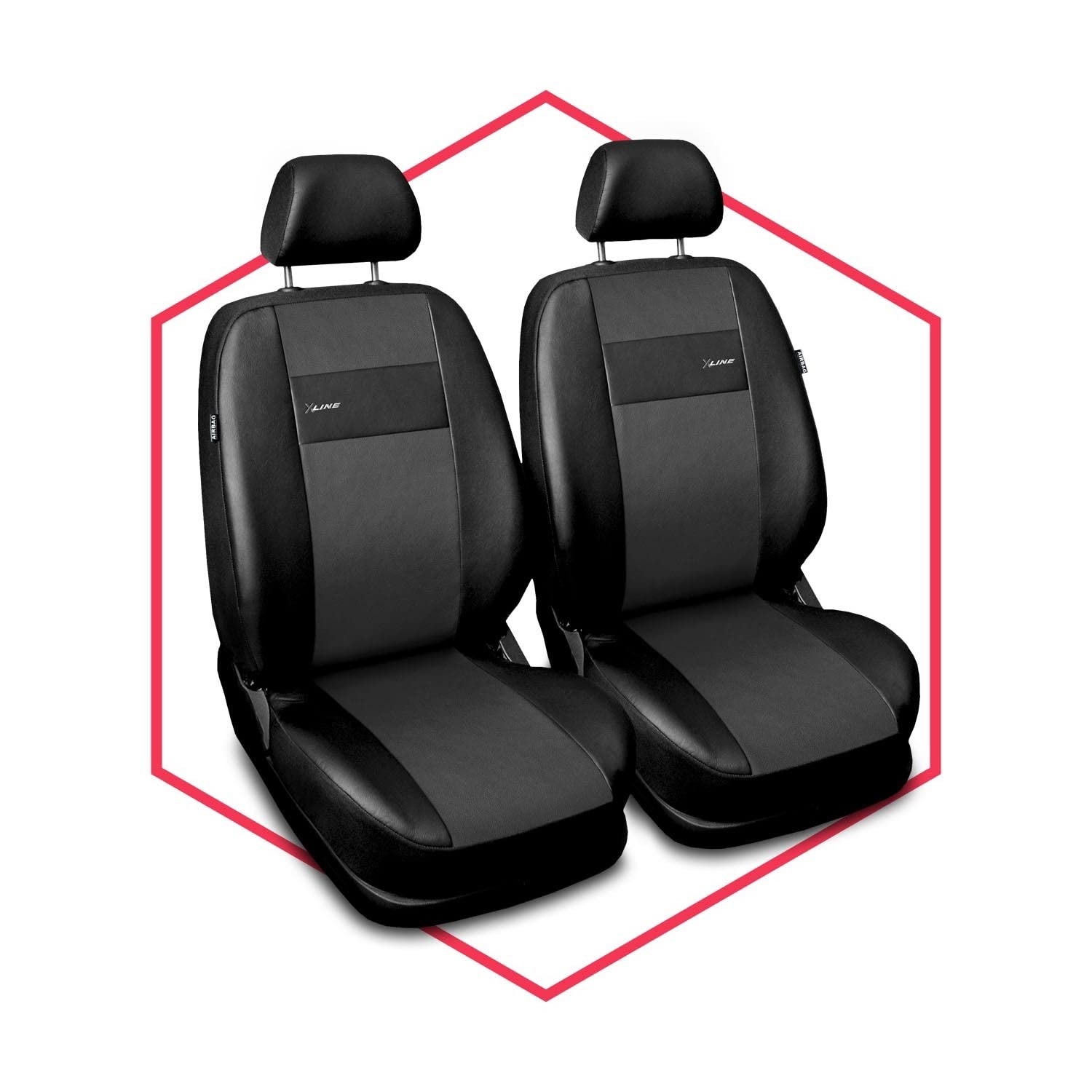 Saferide 2er Set Autositzbezüge PKW universal | Auto Sitzbezüge Kunstleder Grau für Airbag geeignet | für Vordersitze | 1+1 Autositze vorne Saferide 2er Set Autositzbezüge PKW universal | Auto Sitzbezüge Kunstleder Grau für Airbag geeignet | für Vordersitze | 1+1 Autositze vorne von Saferide