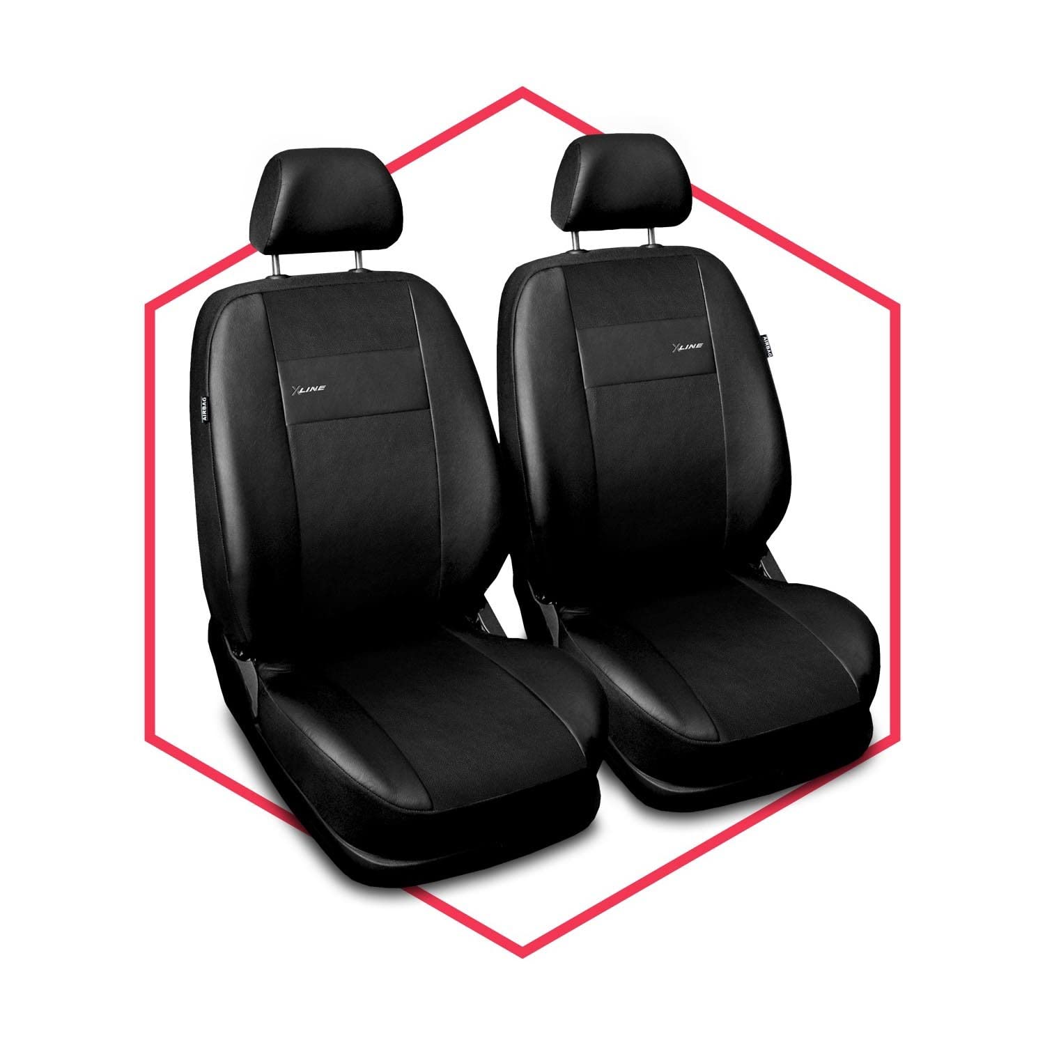 Saferide 2er Set Autositzbezüge PKW universal | Auto Sitzbezüge Kunstleder Schwarz für Airbag geeignet | für Vordersitze | 1+1 Autositze vorne von Saferide