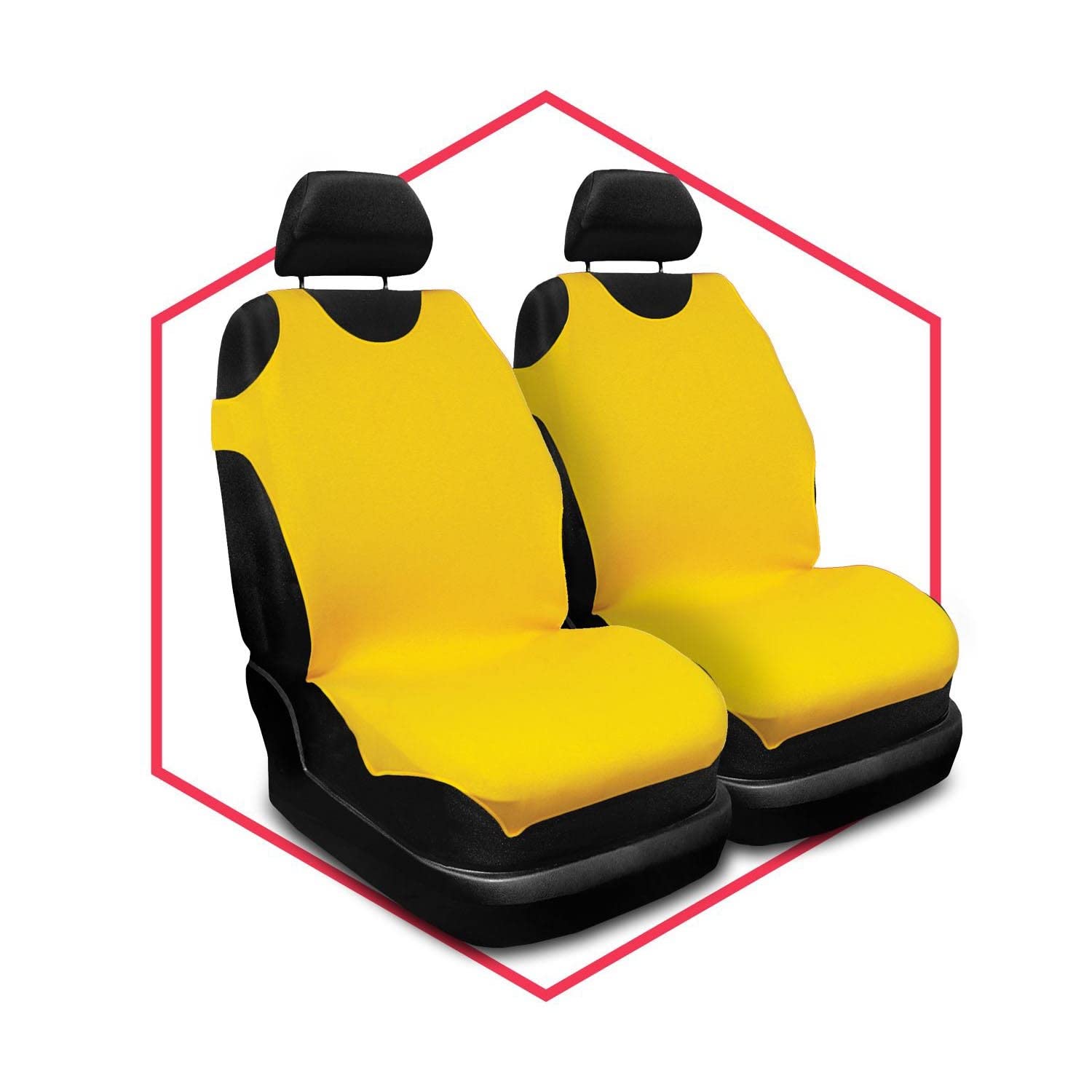 Saferide 2er Set Autositzbezüge PKW universal | Auto Sitzbezüge Polyester Gelb für Airbag geeignet | für Vordersitze | 1+1 Autositze vorne von Saferide