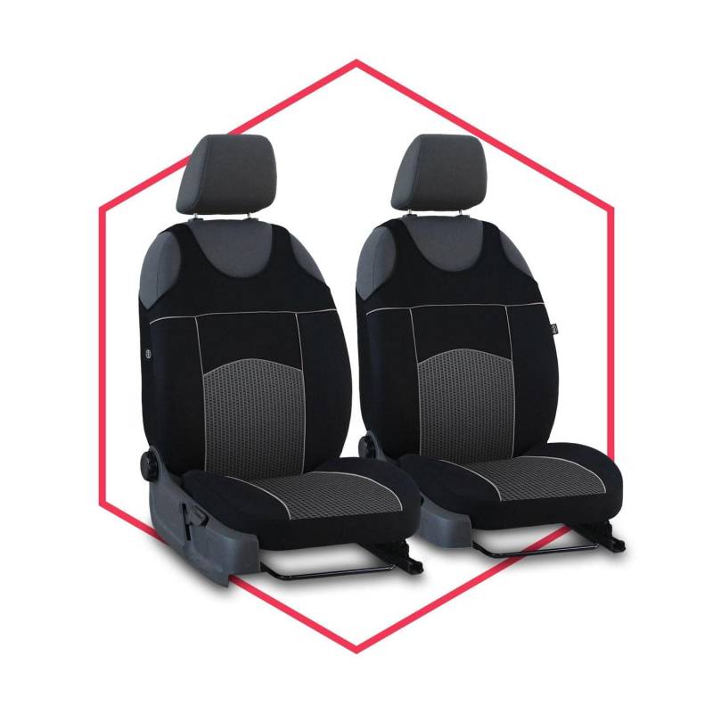 Saferide 2er Set Autositzbezüge PKW universal | Auto Sitzbezüge Polyester Grau für Airbag geeignet | für Vordersitze | 1+1 Autositze vorne von Saferide