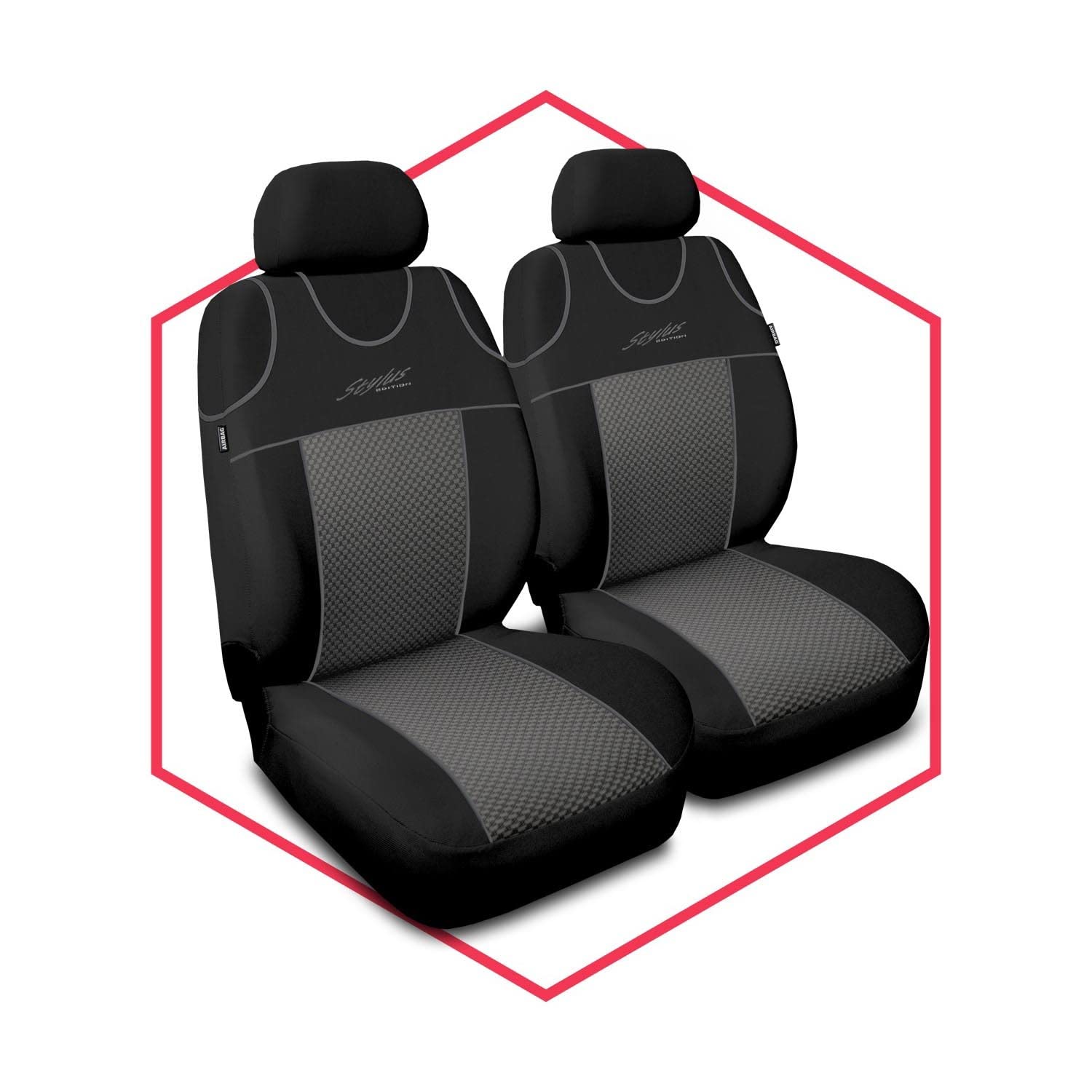 Saferide 2er Set Autositzbezüge PKW universal | Auto Sitzbezüge Polyester Grau für Airbag geeignet | für Vordersitze | 1+1 Autositze vorne Saferide 2er Set Autositzbezüge PKW universal | Auto Sitzbezüge Polyester Grau für Airbag geeignet | für Vordersitze | 1+1 Autositze vorne von Saferide