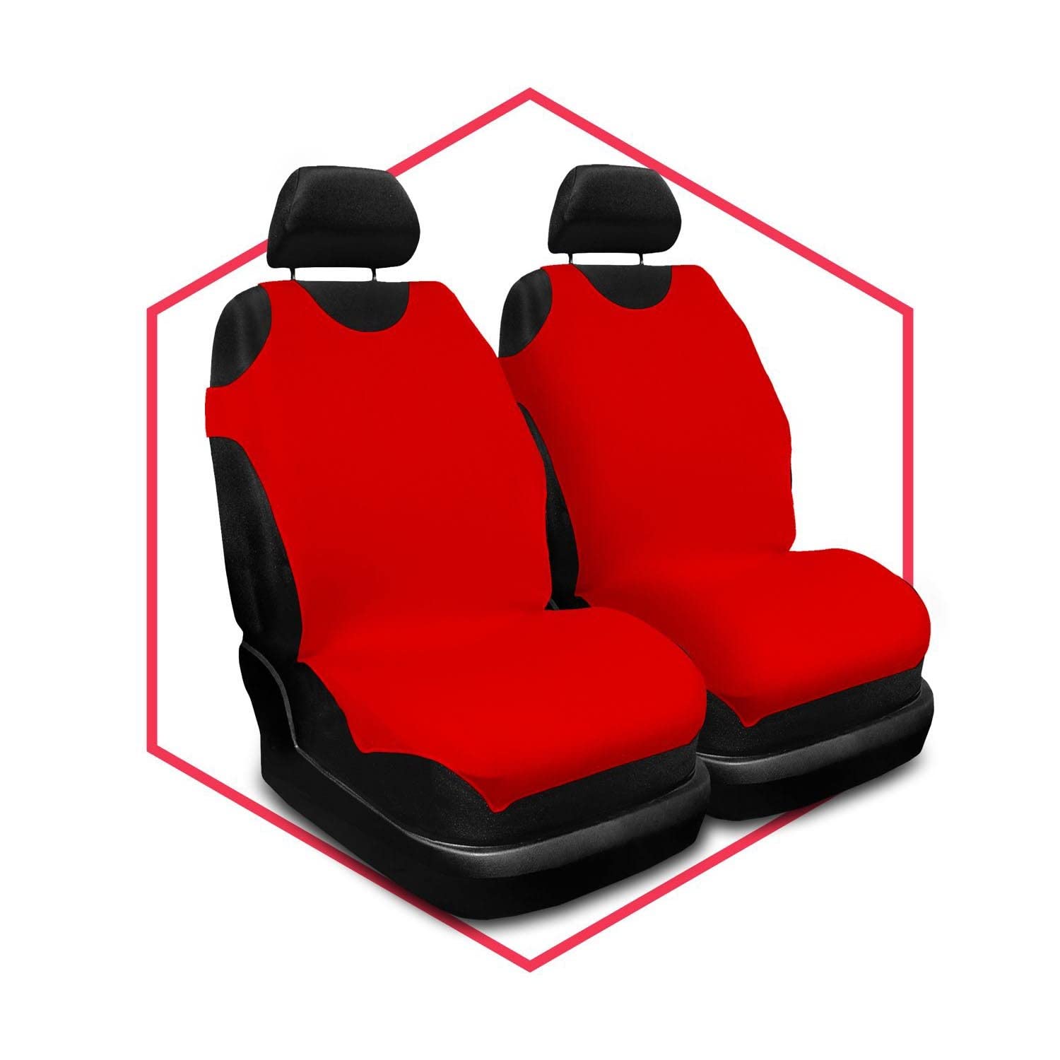 Saferide 2er Set Autositzbezüge PKW universal | Auto Sitzbezüge Polyester Rot für Airbag geeignet | für Vordersitze | 1+1 Autositze vorne von Saferide