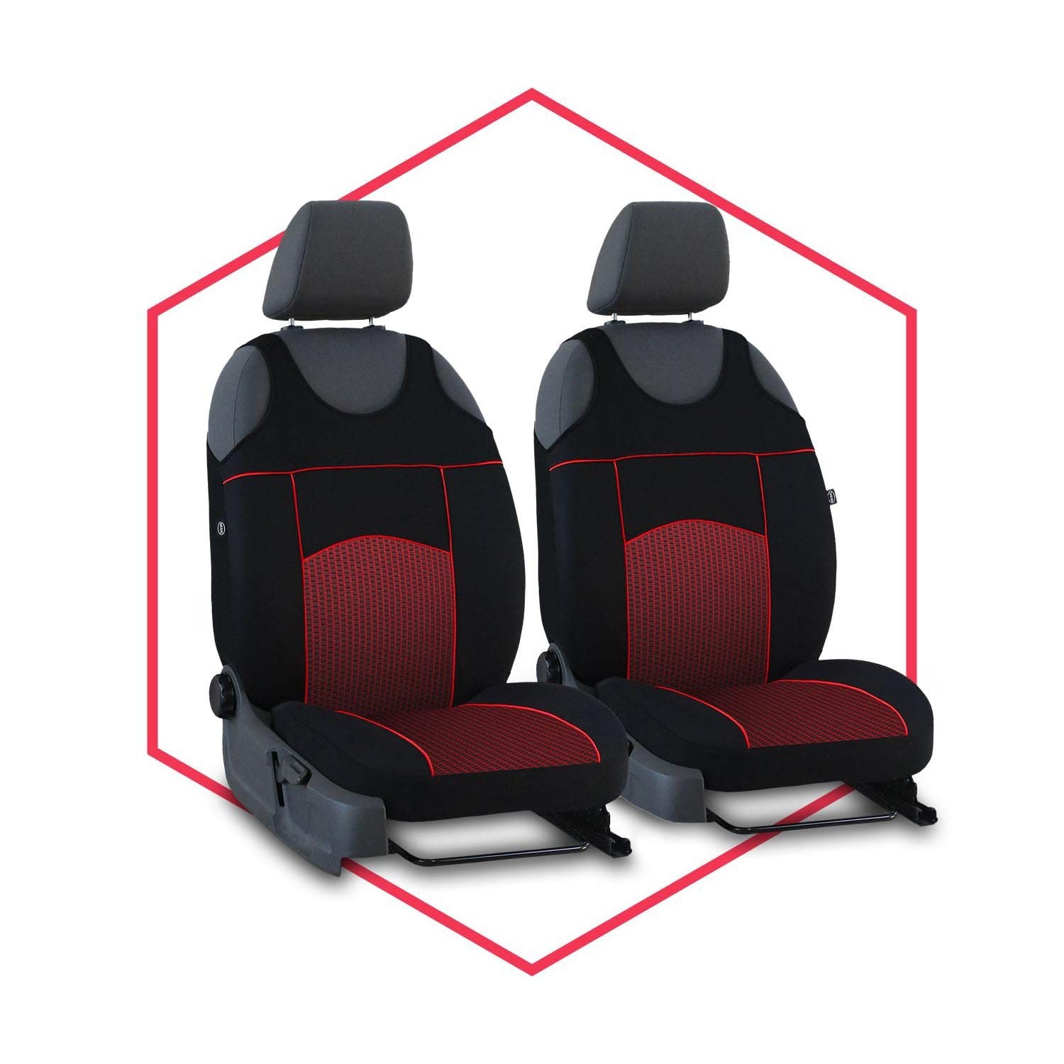 Saferide 2er Set Autositzbezüge PKW universal | Auto Sitzbezüge Polyester Rot für Airbag geeignet | für Vordersitze | 1+1 Autositze vorne Saferide 2er Set Autositzbezüge PKW universal | Auto Sitzbezüge Polyester Rot für Airbag geeignet | für Vordersitze | 1+1 Autositze vorne von Saferide