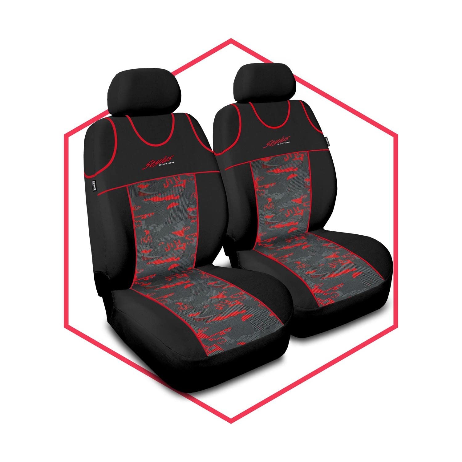 Saferide 2er Set Autositzbezüge PKW universal | Auto Sitzbezüge Polyester Rot für Airbag geeignet | für Vordersitze | 1+1 Autositze vorne Saferide 2er Set Autositzbezüge PKW universal | Auto Sitzbezüge Polyester Rot für Airbag geeignet | für Vordersitze | 1+1 Autositze vorne von Saferide