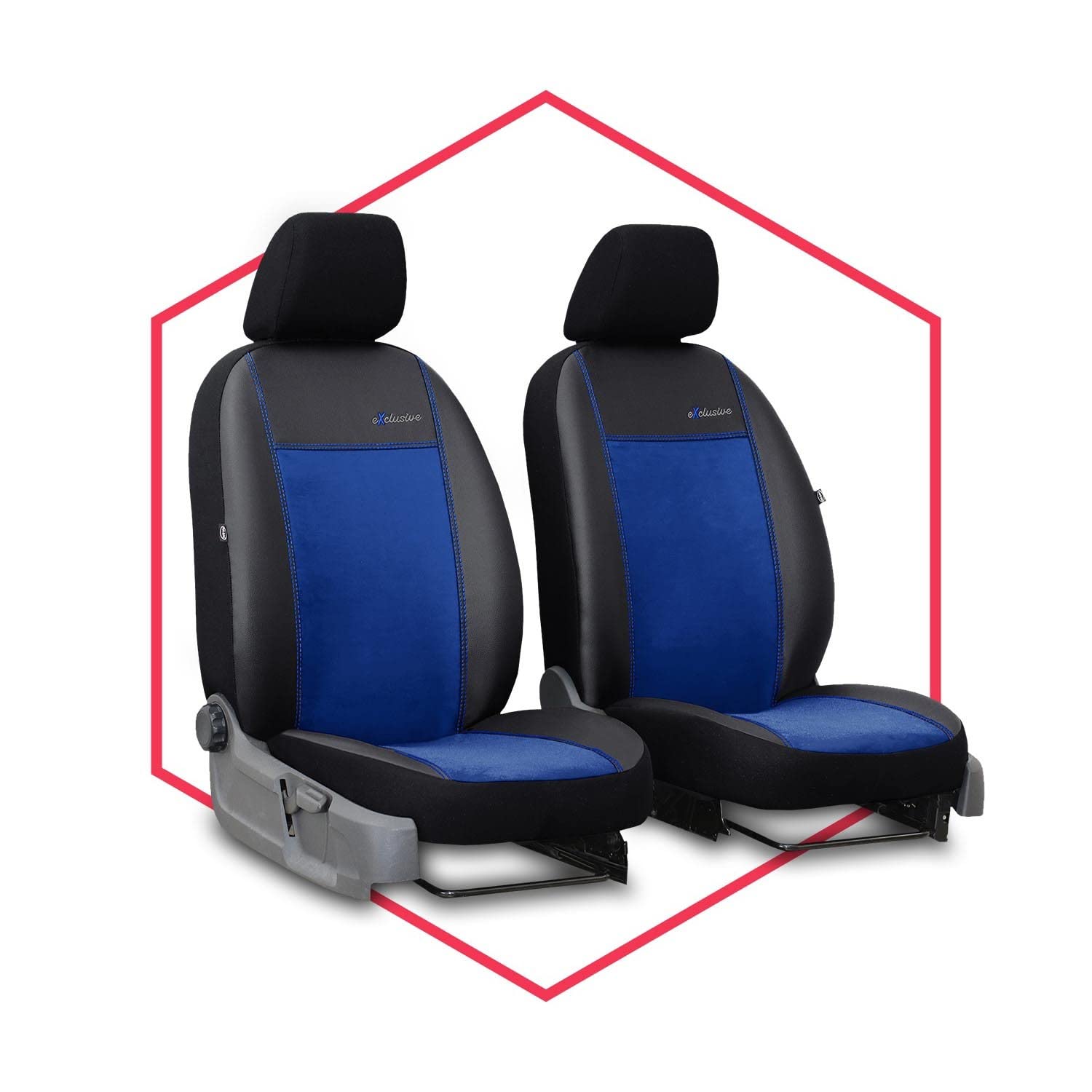 Saferide 2er Set Autositzbezüge Transporter universal | Bus Sitzbezüge Kunstleder Blau für Airbag geeignet | für Vordersitze | 1+1 Autositze vorne von Saferide