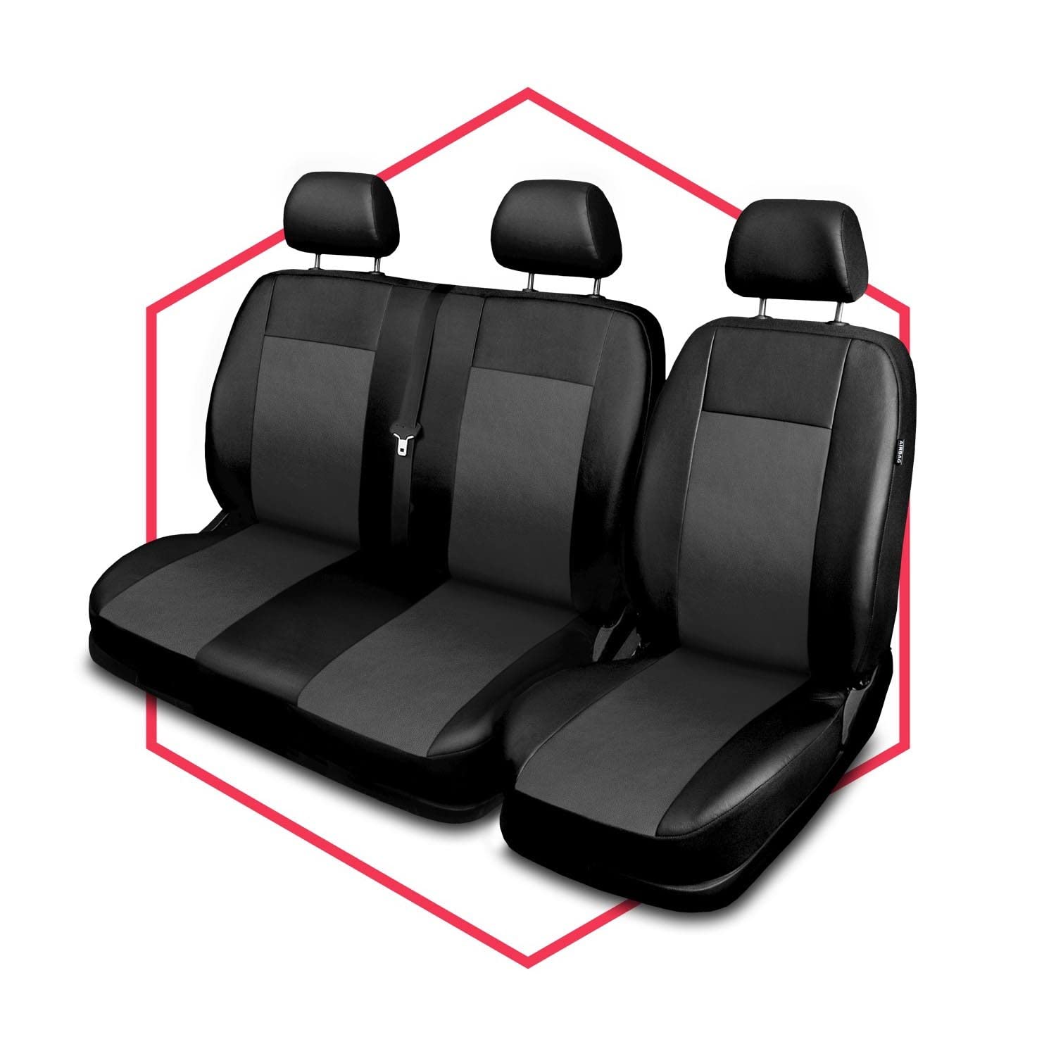 Saferide 2er Set Autositzbezüge Transporter universal | Bus Sitzbezüge Kunstleder Grau für Airbag geeignet | für Vordersitze | 1+2 Autositze vorne Nicht teilbar Saferide 2er Set Autositzbezüge Transporter universal | Bus Sitzbezüge Kunstleder Grau für Airbag geeignet | für Vordersitze | 1+2 Autositze vorne Nicht teilbar von Saferide