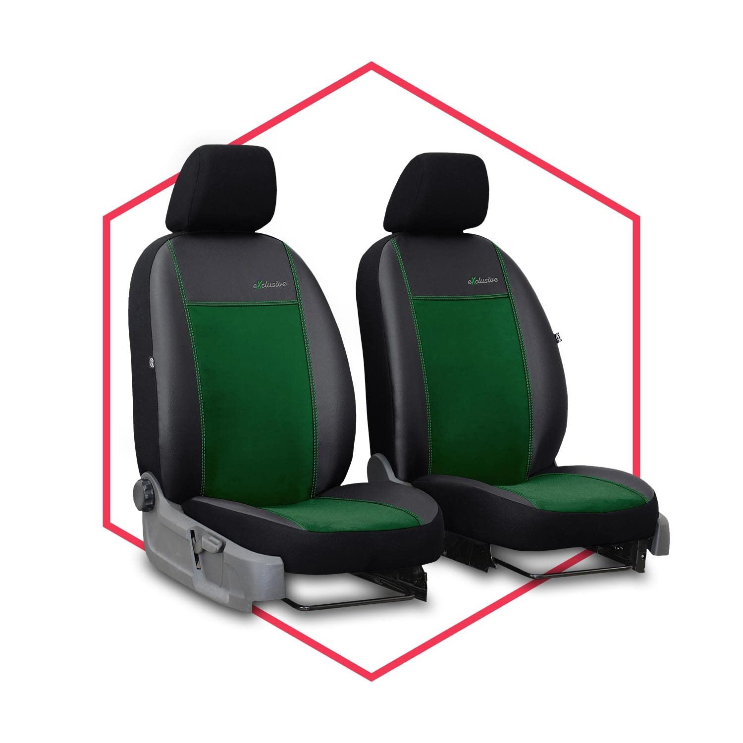 Saferide 2er Set Autositzbezüge Transporter universal | Bus Sitzbezüge Kunstleder Grün für Airbag geeignet | für Vordersitze | 1+1 Autositze vorne von Saferide