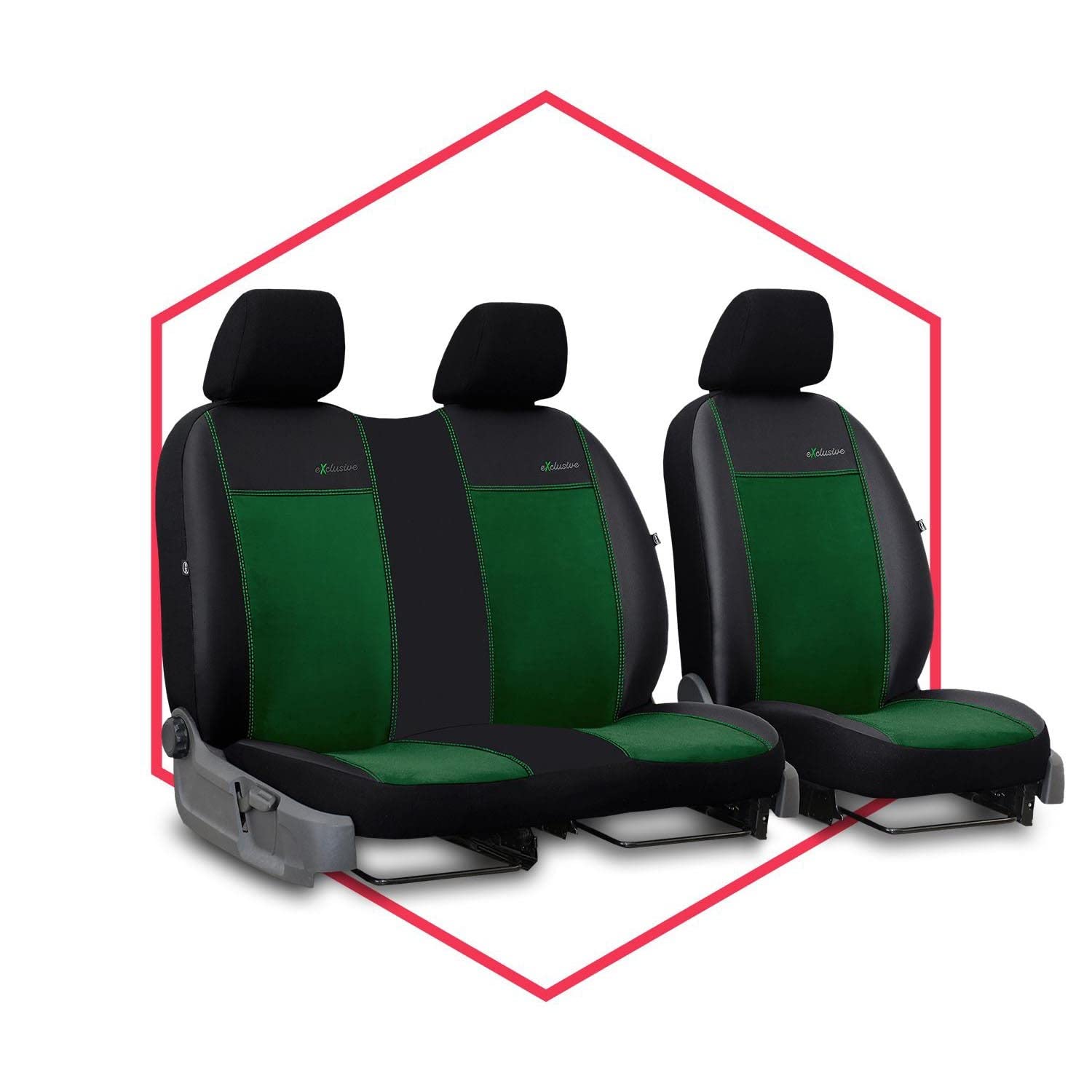 Saferide 2er Set Autositzbezüge Transporter universal | Bus Sitzbezüge Kunstleder Grün für Airbag geeignet | für Vordersitze | 1+2 Autositze vorne Nicht teilbar von Saferide