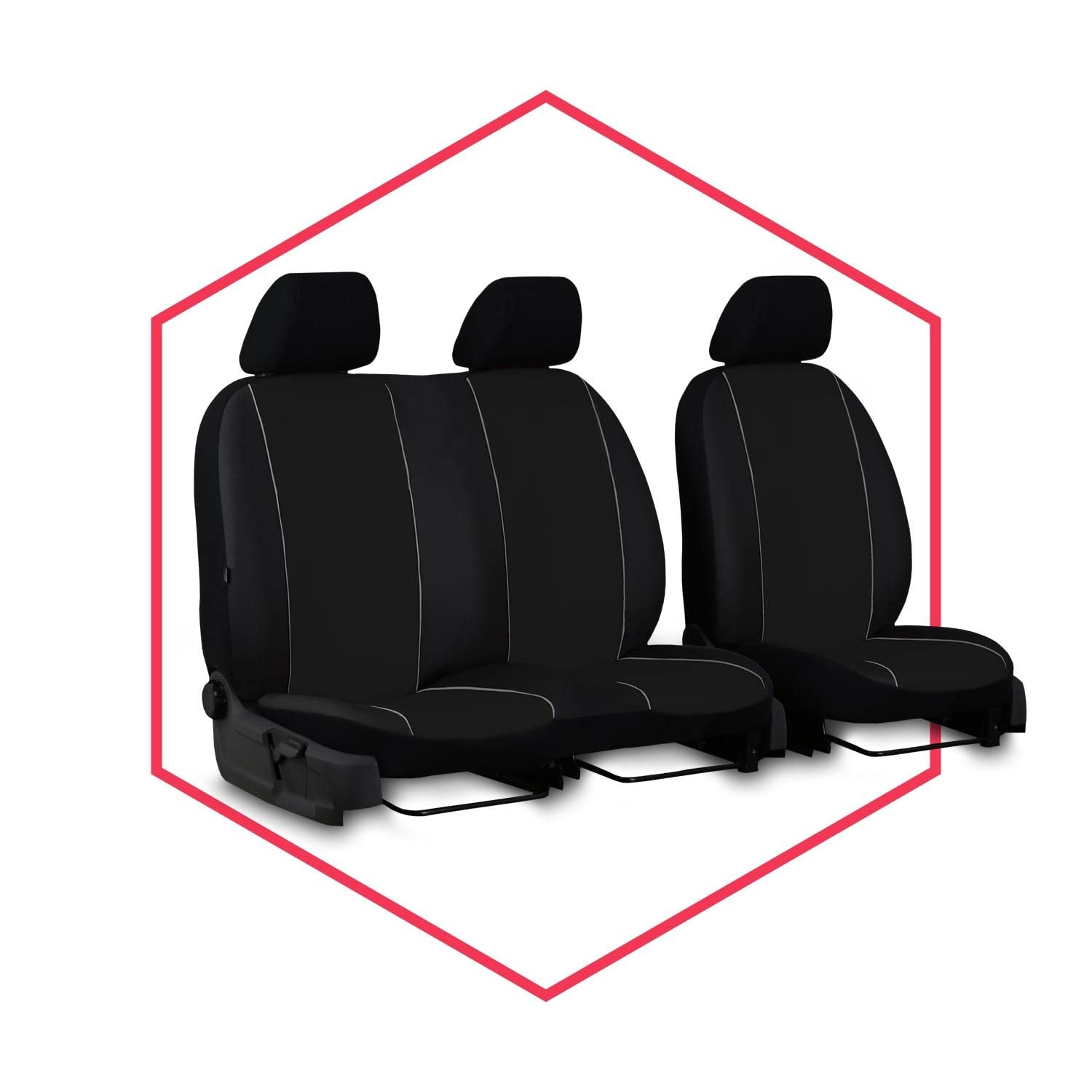 Saferide 2er Set Autositzbezüge Transporter universal | Bus Sitzbezüge Kunstleder Schwarz für Airbag geeignet | für Vordersitze | 1+2 Autositze vorne Nicht teilbar von Saferide