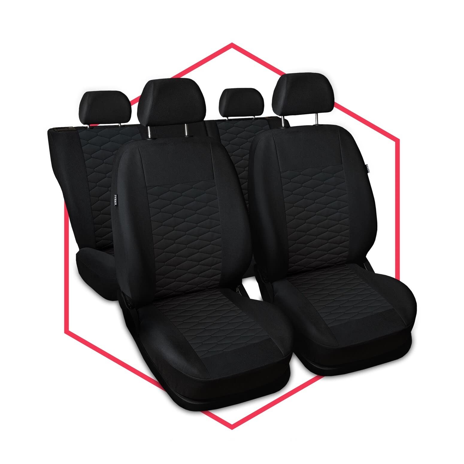 Saferide 3er Set Autositzbezüge PKW universal | Auto Sitzbezüge Kunstleder Schwarz für Airbag geeignet | für Vordersitze und Rückbank 1+1 Autositze vorne und 1 Sitzbank hinten teilbar Reißverschlüsse Saferide 3er Set Autositzbezüge PKW universal | Auto Sitzbezüge Kunstleder Schwarz für Airbag geeignet | für Vordersitze und Rückbank 1+1 Autositze vorne und 1 Sitzbank hinten teilbar Reißverschlüsse von Saferide