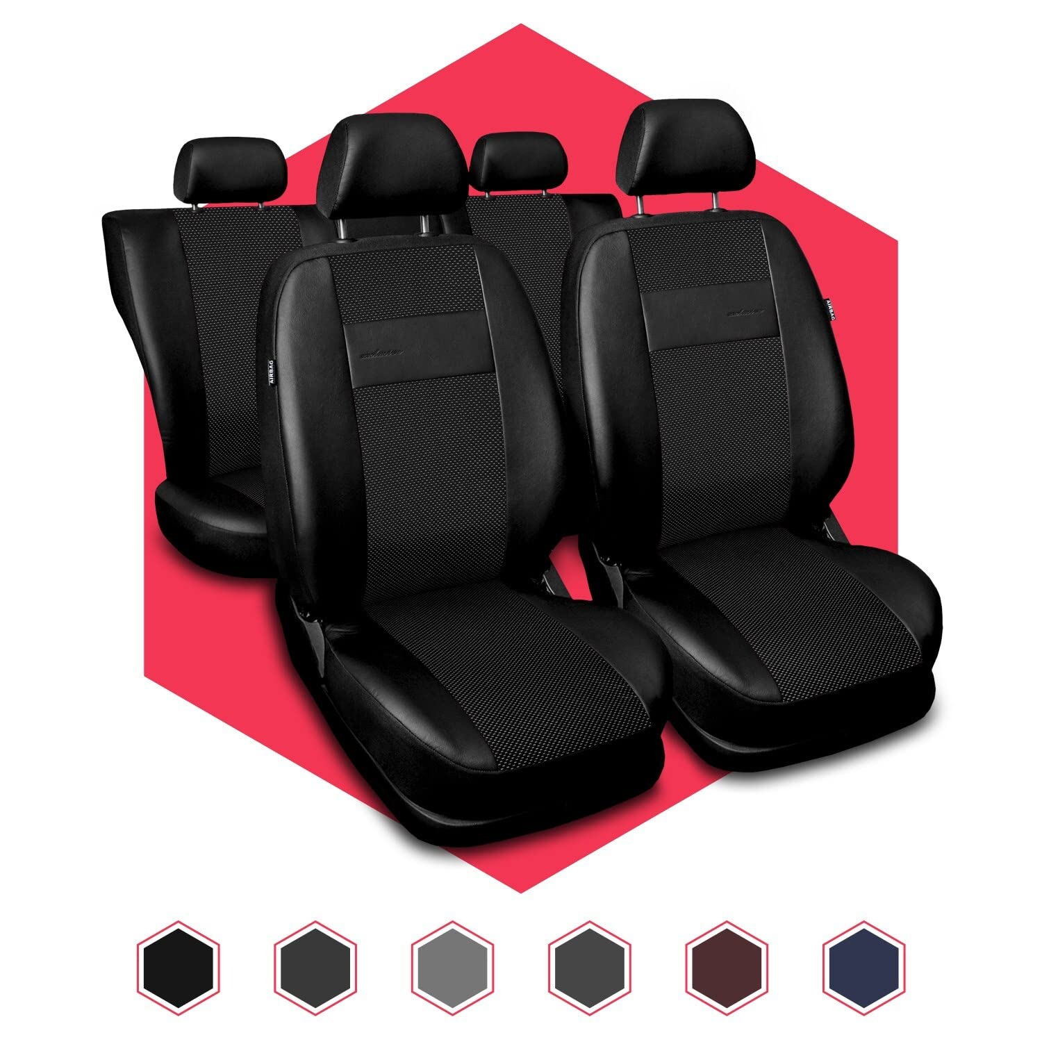 Saferide 3er Set Autositzbezüge PKW universal | Auto Sitzbezüge Kunstleder Schwarz für Airbag geeignet | für Vordersitze und Rückbank 1+1 Autositze vorne und 1 Sitzbank hinten teilbar Reißverschlüsse Saferide 3er Set Autositzbezüge PKW universal | Auto Sitzbezüge Kunstleder Schwarz für Airbag geeignet | für Vordersitze und Rückbank 1+1 Autositze vorne und 1 Sitzbank hinten teilbar Reißverschlüsse von Saferide