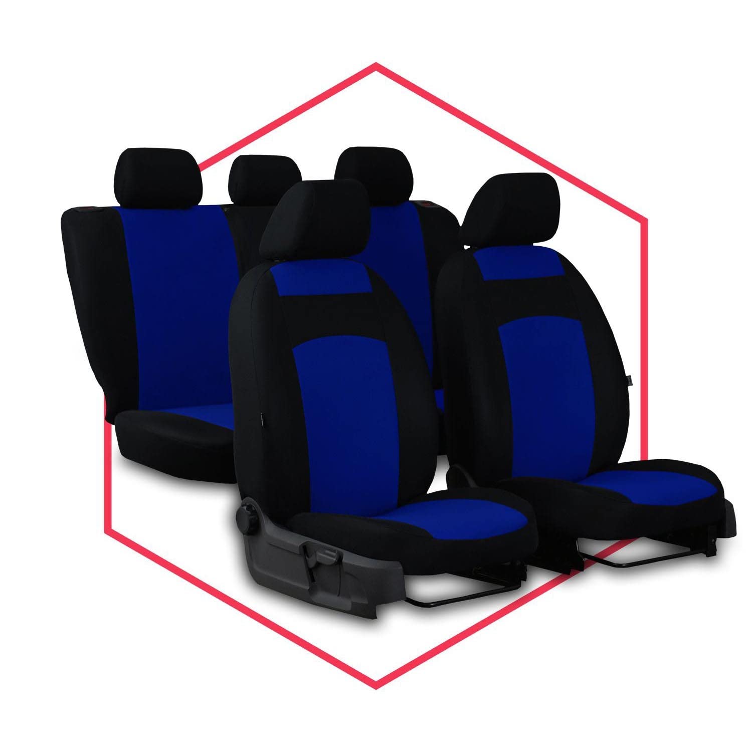 Saferide 3er Set Autositzbezüge PKW universal |Auto Sitzbezüge Polyester Blau für Airbag geeignet | für Vordersitze und Rückbank | 1+1 Autositze vorne und 1 Sitzbank hinten teilbar 2 Reißverschlüsse von Saferide