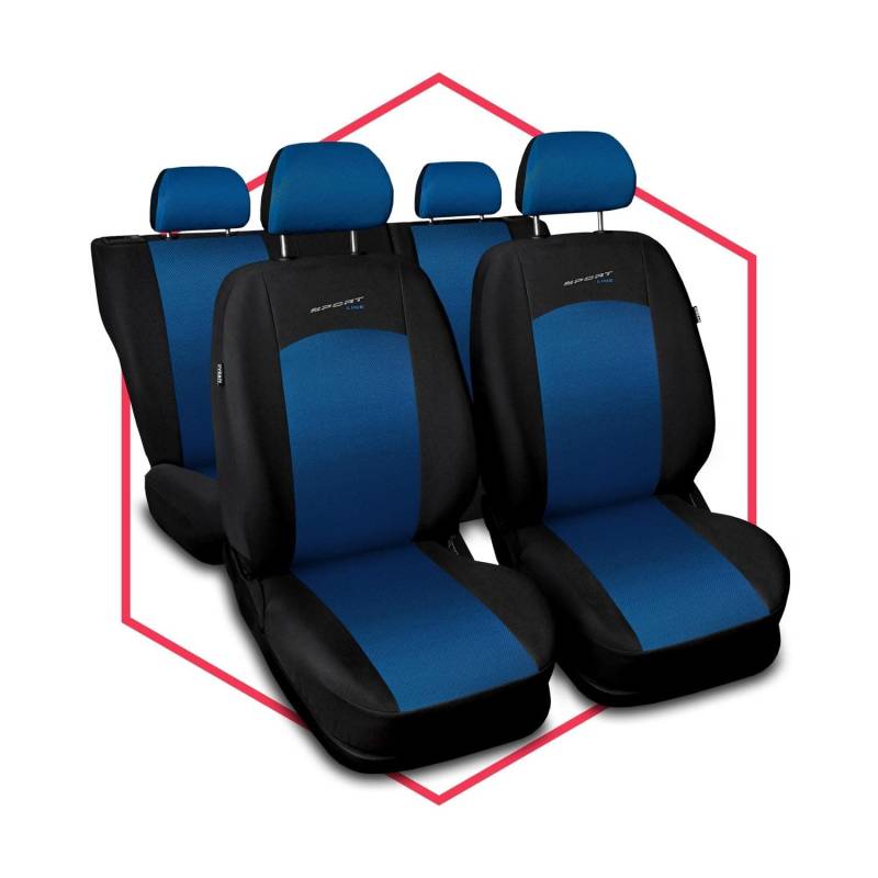 Saferide 3er Set Autositzbezüge PKW universal | Auto Sitzbezüge Polyester Blau für Airbag geeignet | für Vordersitze und Rückbank von Saferide