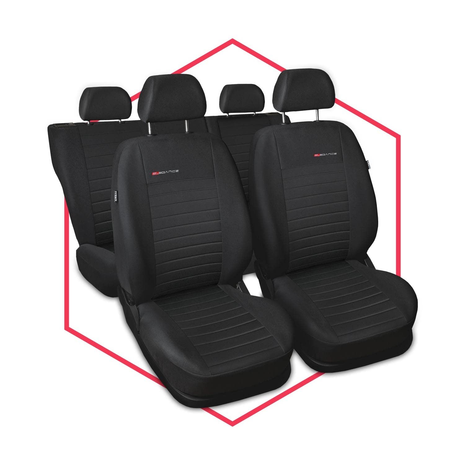 Saferide 3er Set Autositzbezüge PKW universal | Auto Sitzbezüge Polyester Grau für Airbag geeignet | für Vordersitze und Rückbank | 1+1 Autositze vorne und 1 Sitzbank hinten teilbar 2 Reißverschlüsse von Saferide