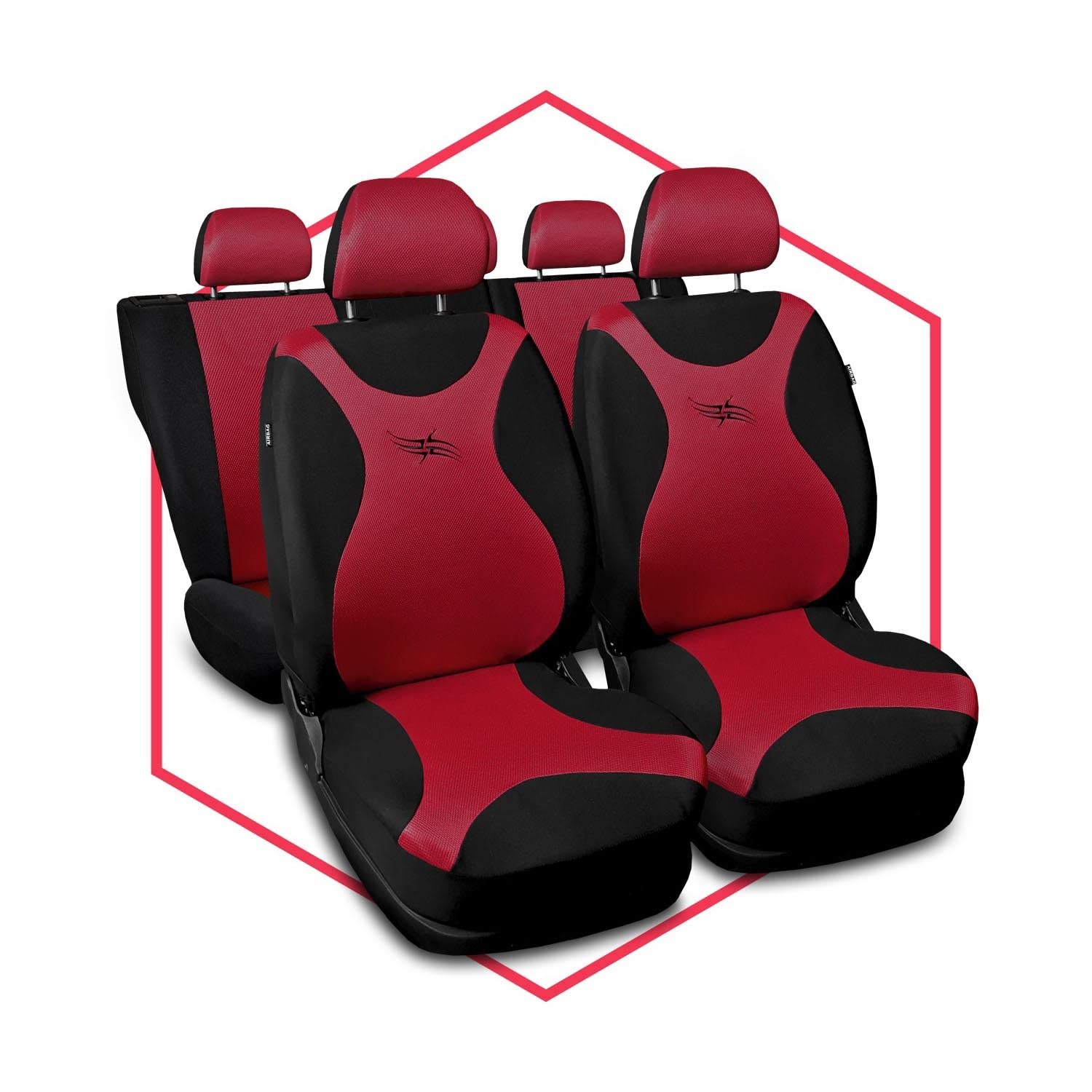 Saferide 3er Set Autositzbezüge PKW universal | Auto Sitzbezüge Polyester Rot für Airbag geeignet | für Vordersitze und Rückbank | 1+1 Autositze vorne und 1 Sitzbank hinten teilbar 2 Reißverschlüsse Saferide 3er Set Autositzbezüge PKW universal | Auto Sitzbezüge Polyester Rot für Airbag geeignet | für Vordersitze und Rückbank | 1+1 Autositze vorne und 1 Sitzbank hinten teilbar 2 Reißverschlüsse von Saferide