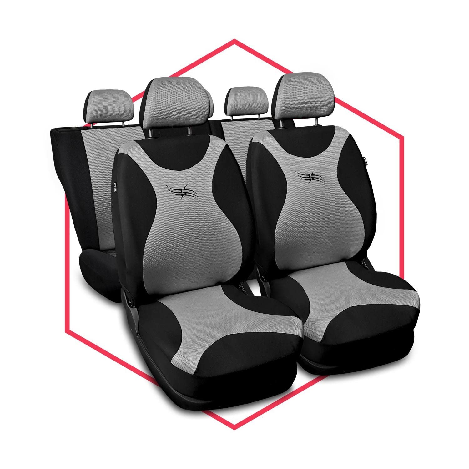 Saferide 3er Set Autositzbezüge PKW universal | Auto Sitzbezüge Polyester Silber für Airbag geeignet | für Vordersitze und Rückbank | 1+1 Autositze vorne und 1 Sitzbank hinten teilbar Reißverschlüsse von Saferide