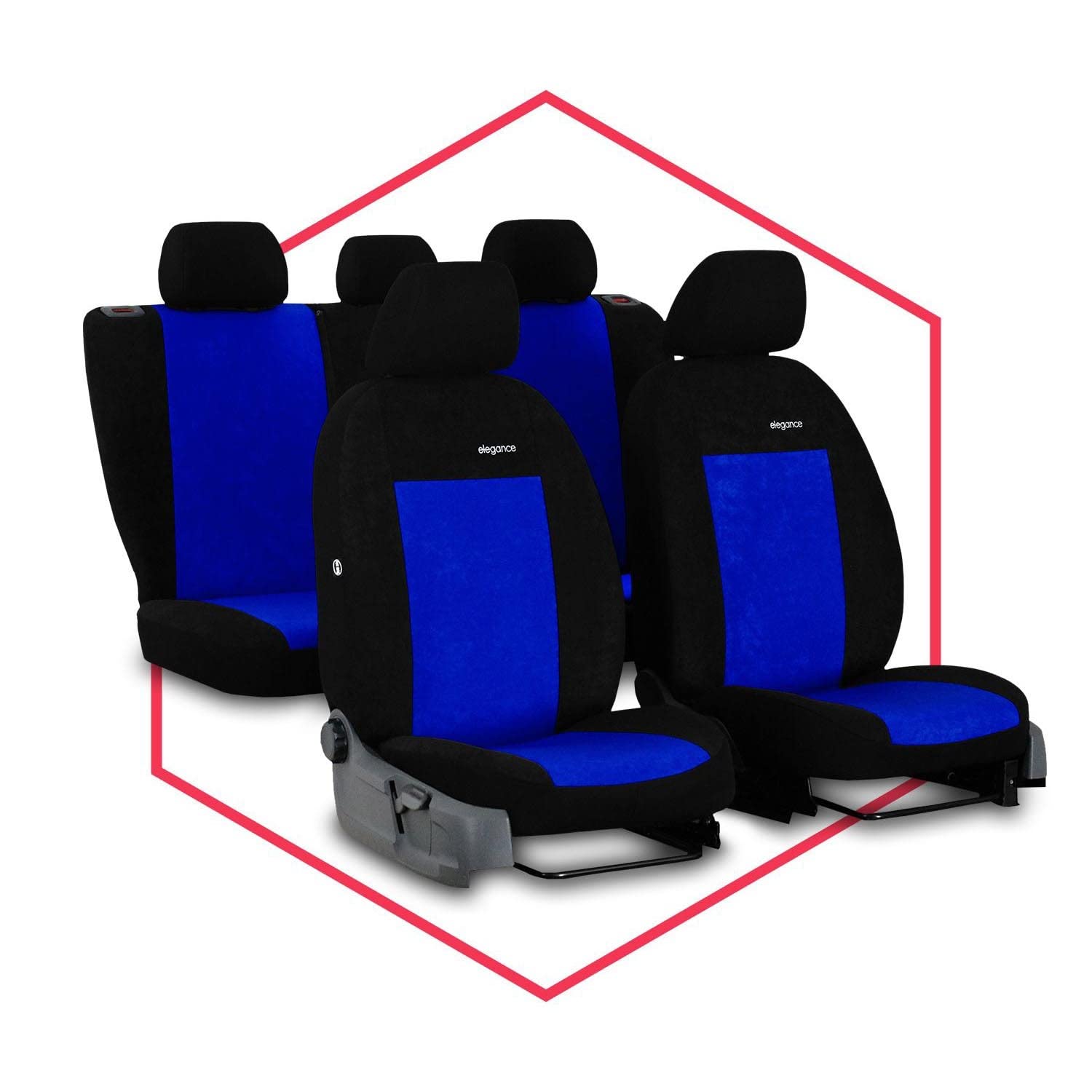 Saferide 3er Set Autositzbezüge PKW universal |Auto Sitzbezüge Velours Blau für Airbag geeignet | für Vordersitze und Rückbank | 1+1 Autositze vorne und 1 Sitzbank hinten teilbar 2 Reißverschlüsse von Saferide