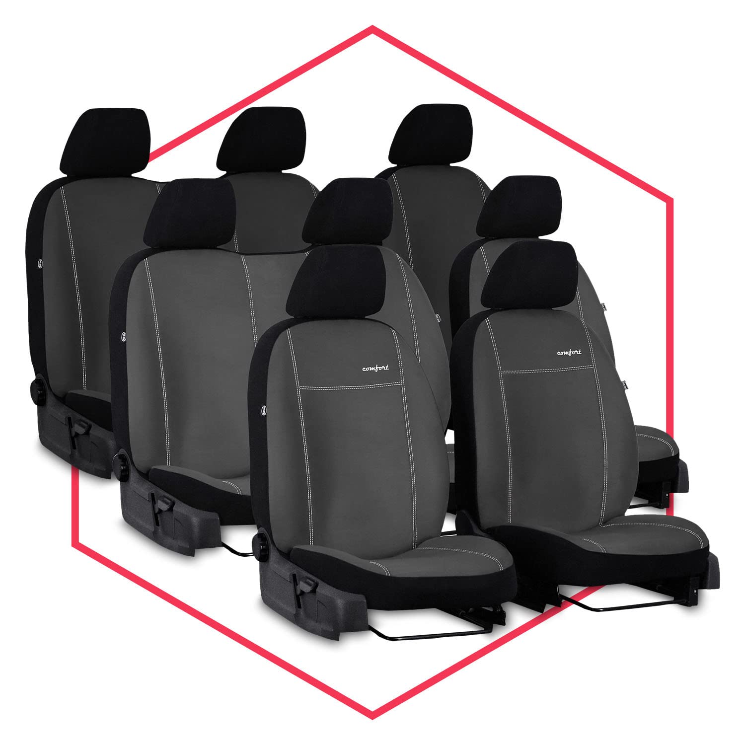 Saferide Autositzbezüge Schonbezüge Maßgefertigte kompatibel mit Mercedes V-Klasse W447 (14-) Sitzauflagen 8-Sitze Sitzbezug Dunkelgrau Schonbezug Sitzschutz von Saferide