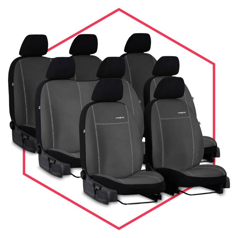 Saferide Autositzbezüge Schonbezüge Maßgefertigte kompatibel mit Mercedes V-Klasse W447 (14-) Sitzauflagen 8-Sitze Sitzbezug Dunkelgrau Schonbezug Sitzschutz von Saferide