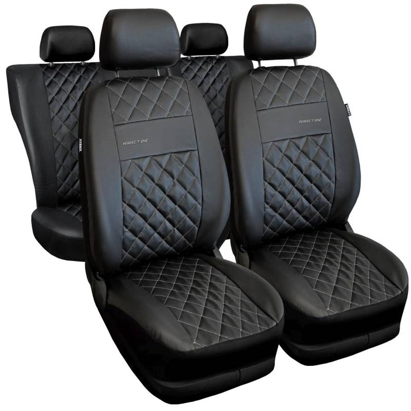 Saferide Autositzbezüge Universal Kunstleder kompatibel mit Nissan Qashqai Auto Sitzbezüge Autoschonbezüge Sitzauflage Vorne und Hinten Silber von Saferide
