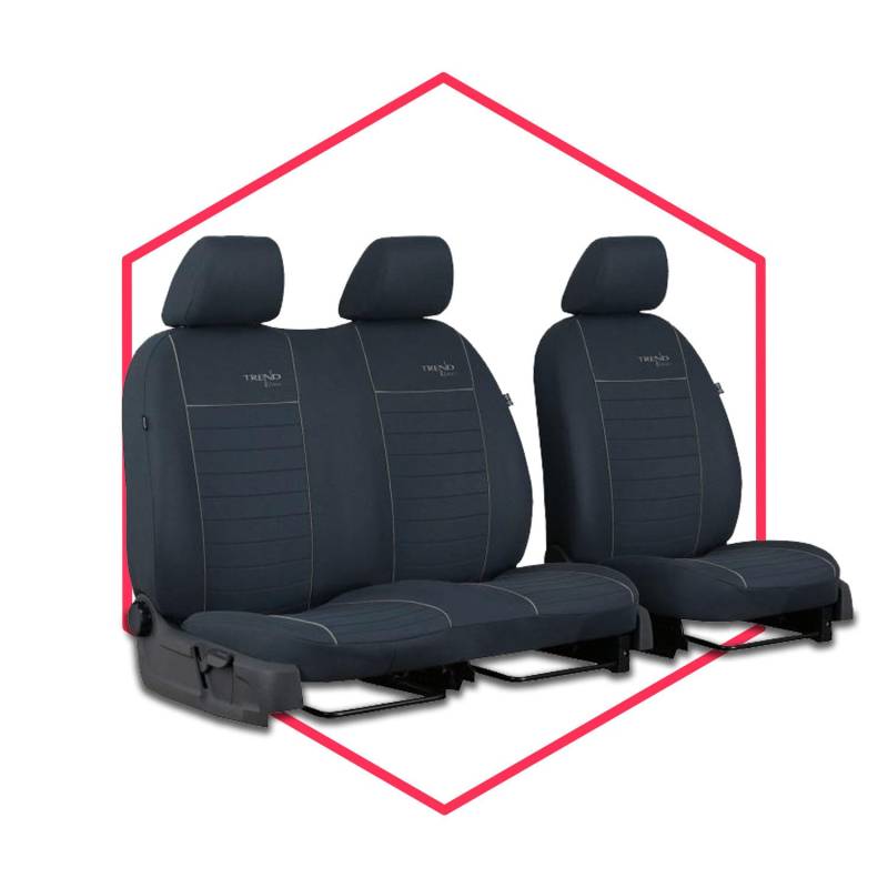Saferide Autositzbezüge Universal Schonbezüge kompatibel mit Volkswagen Transporter T4 1+2 Bus Grau Vordersitze von Saferide