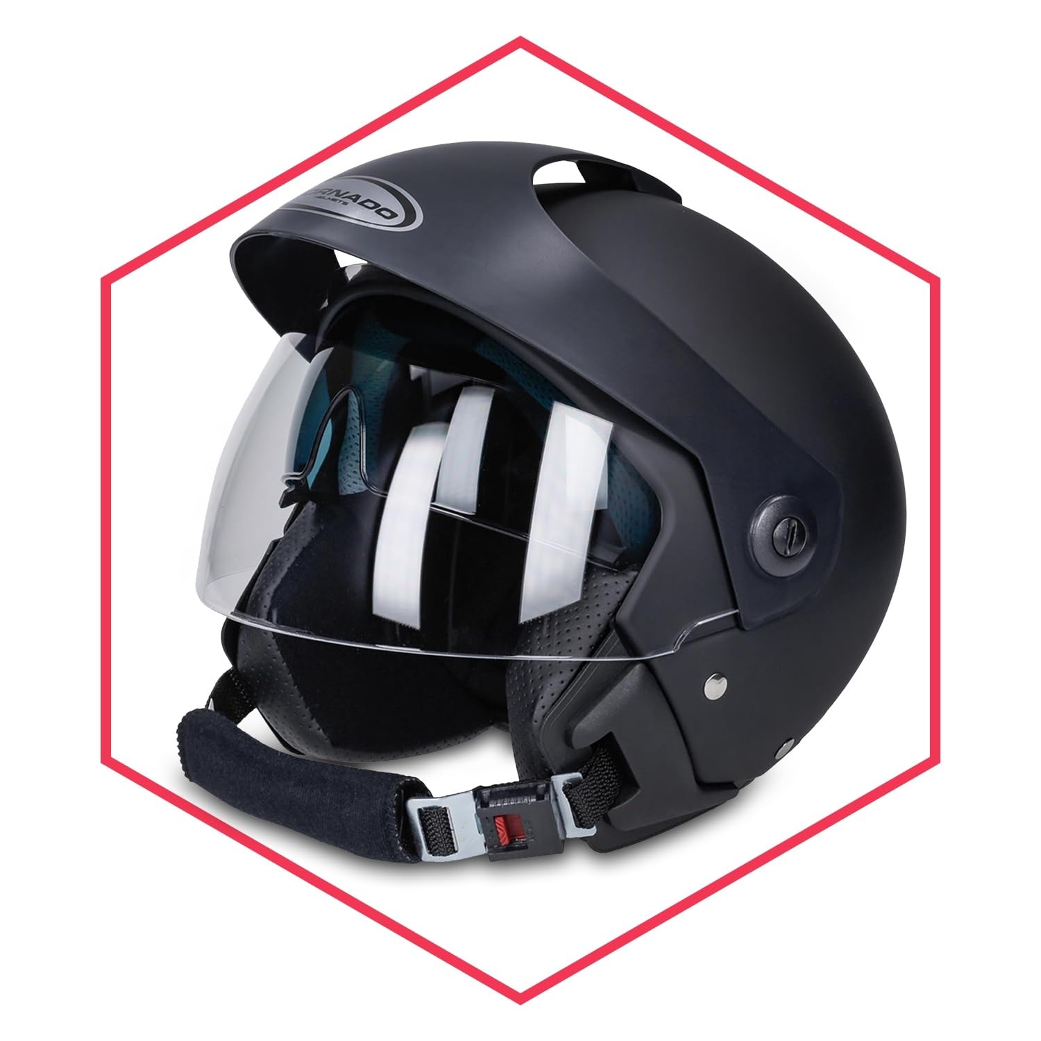 Saferide | Motorradhelm Mit Sonnenblende Matt Schwarz XXL - 63-64 cm Rollerhelm Quadhelm Damen Herren Roller Regenschutz Jugendliche Schutzhelm Sturzhelm Erwachsene Moped Motorrad Mofa von Saferide