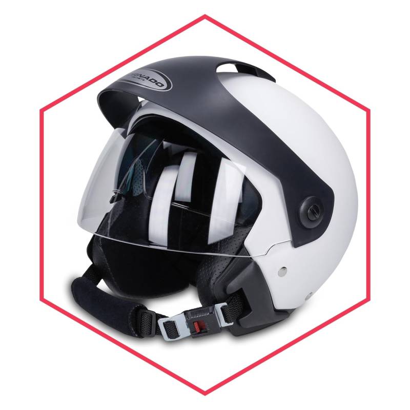 Saferide | Motorradhelm Mit Sonnenblende Matt Weiß M - 57-58 cm Rollerhelm Quadhelm Damen Herren Roller Regenschutz Jugendliche Schutzhelm Sturzhelm Erwachsene Moped Motorrad Mofa von Saferide