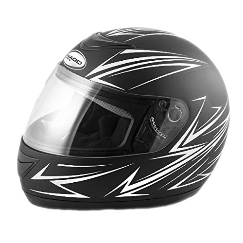 Saferide | Integralhelm Black-Weiß Matt M 57-58 cm Helm Motorrad Quad Damen Herren Roller Gesichtsschutz Klapphelm Erwachsene Regenschutz Sturzhelm Motorradhelm Moped Mofa von Saferide