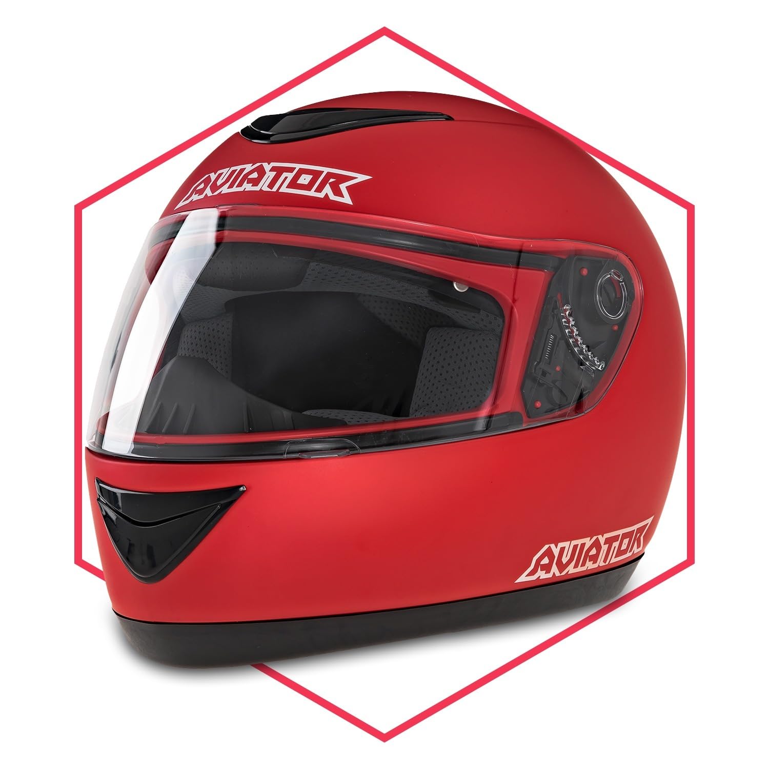 Integralhelm Mit Sonnenblende Rot Matt 59-60 Helm Motorradhelm Quad Klapphelm von Saferide