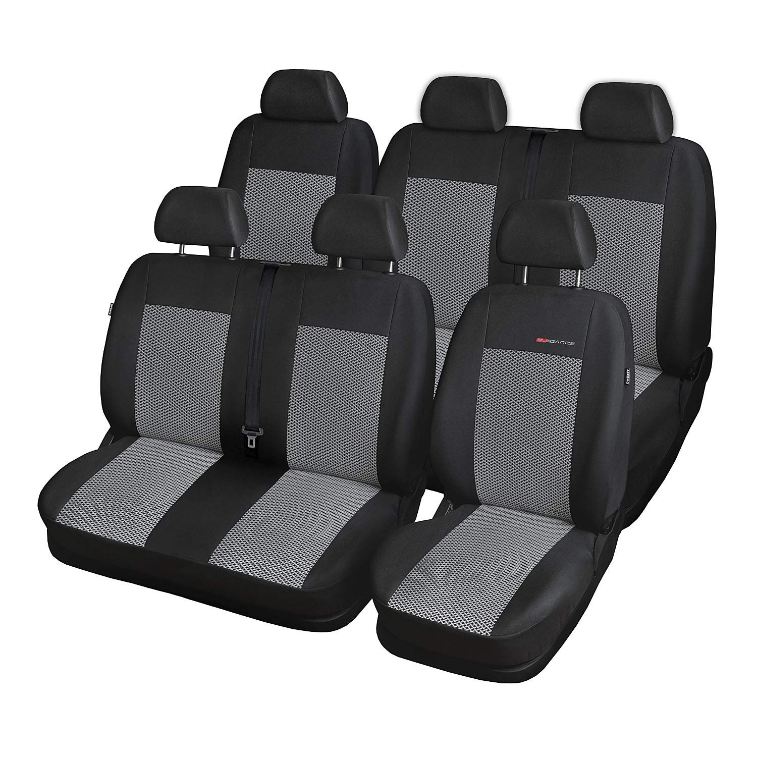 Saferide Coprisedili per Auto personalizzati Set trasportatore Grigio Set completo 6 Coprisedili Coprisedili Protezione sedile Elegance von Saferide