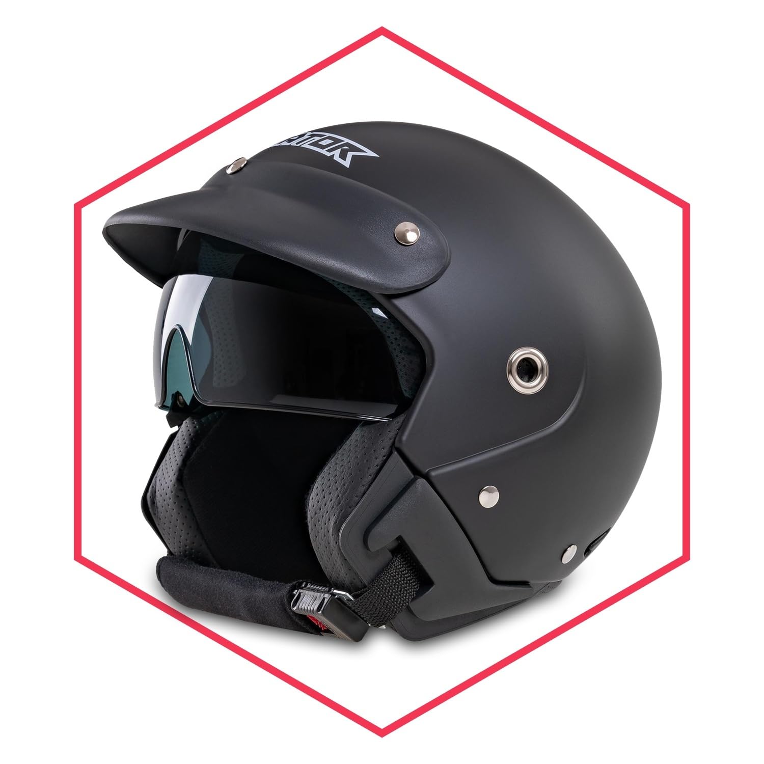 Saferide | Motorradhelm Mit Sonnenblende Matt Schwarz M - 57-58 cm Rollerhelm Quadhelm Damen Herren Roller Regenschutz Jugendliche Schutzhelm Sturzhelm Erwachsene Moped Motorrad Mofa von Saferide