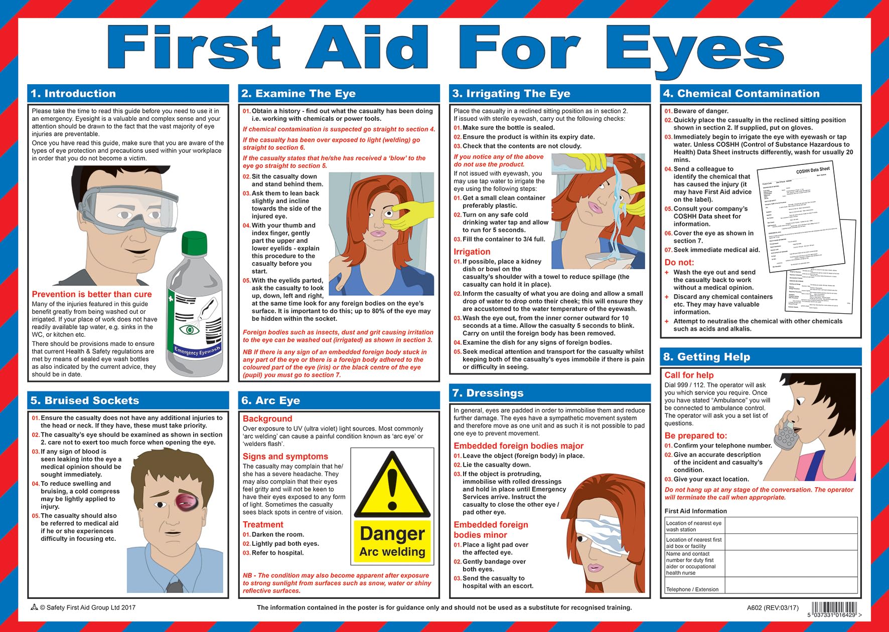 Safety First AID A602T Erste Hilfe für Augen Poster, 59 x 42 cm von Safety First Aid Group