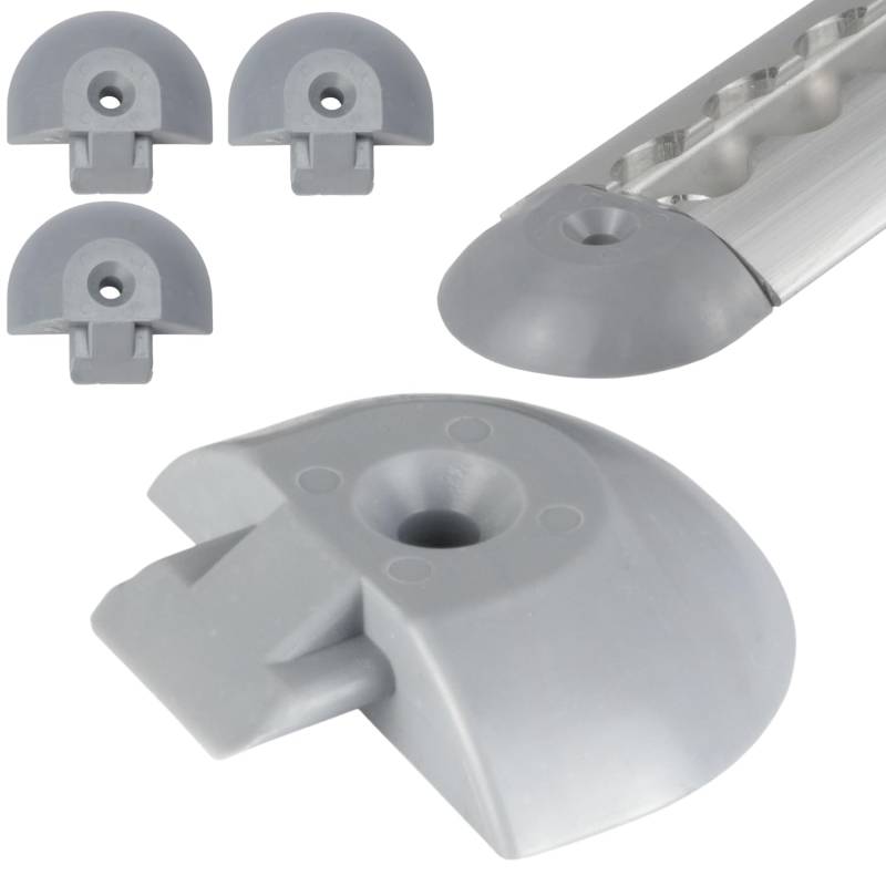 Safetytex Endkappen für Zurrschienen halbrund 50 mm - Einsteckkappe Grau - Kunststoffkappe runde Form - Lange Lebensdauer - sicherer Transport - 4 Stück von Safetytex